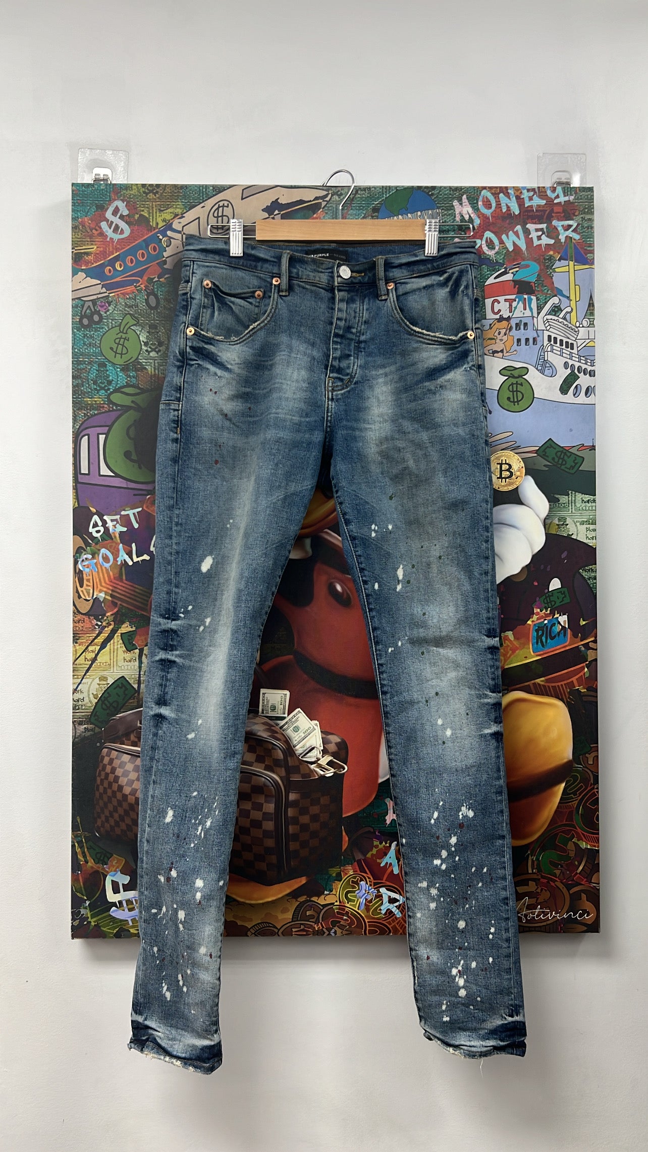 Purple Brand Light Wash Splatter Jeans