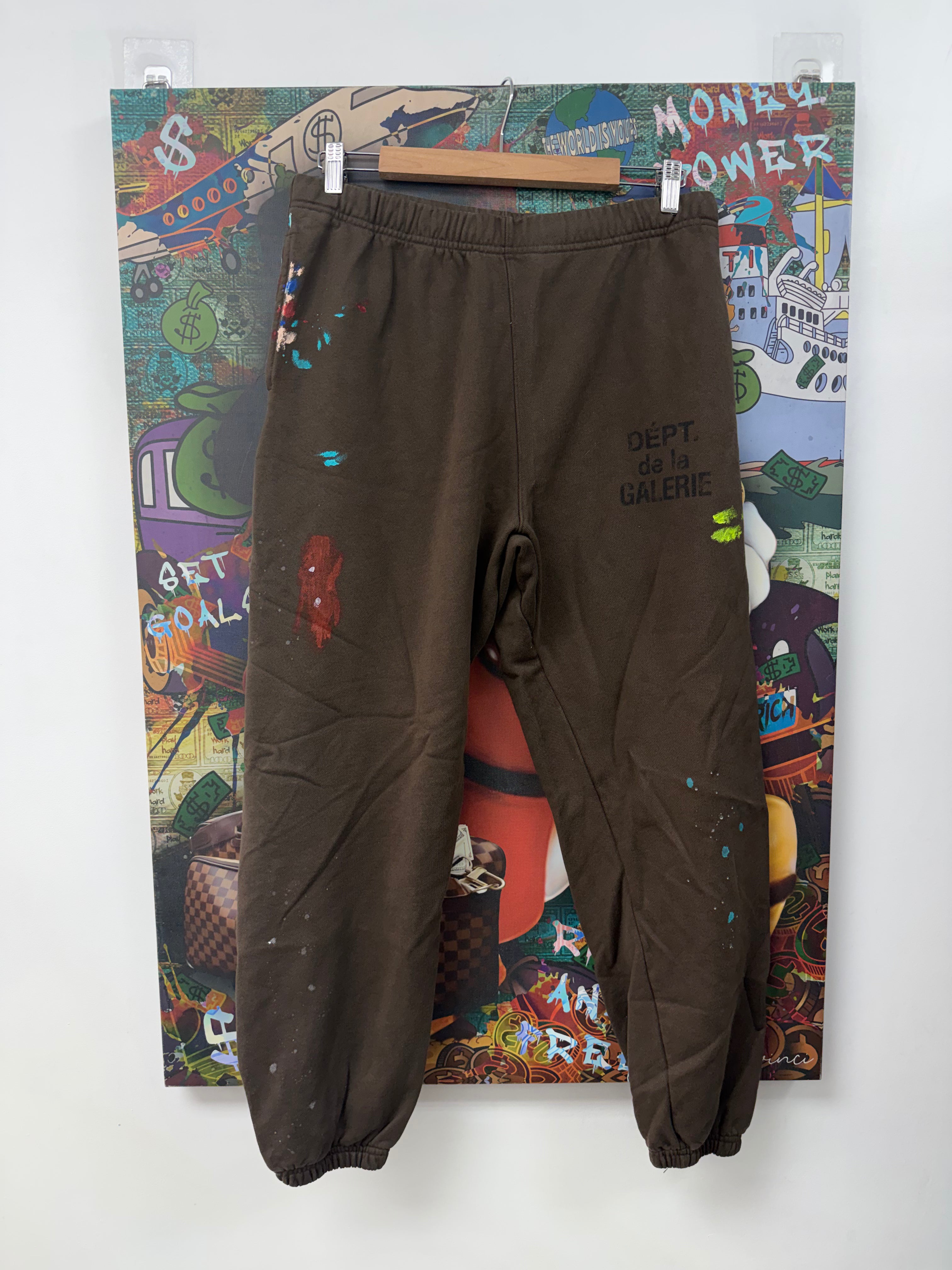 Gallery Dept Brown Paint Splatter Sweats