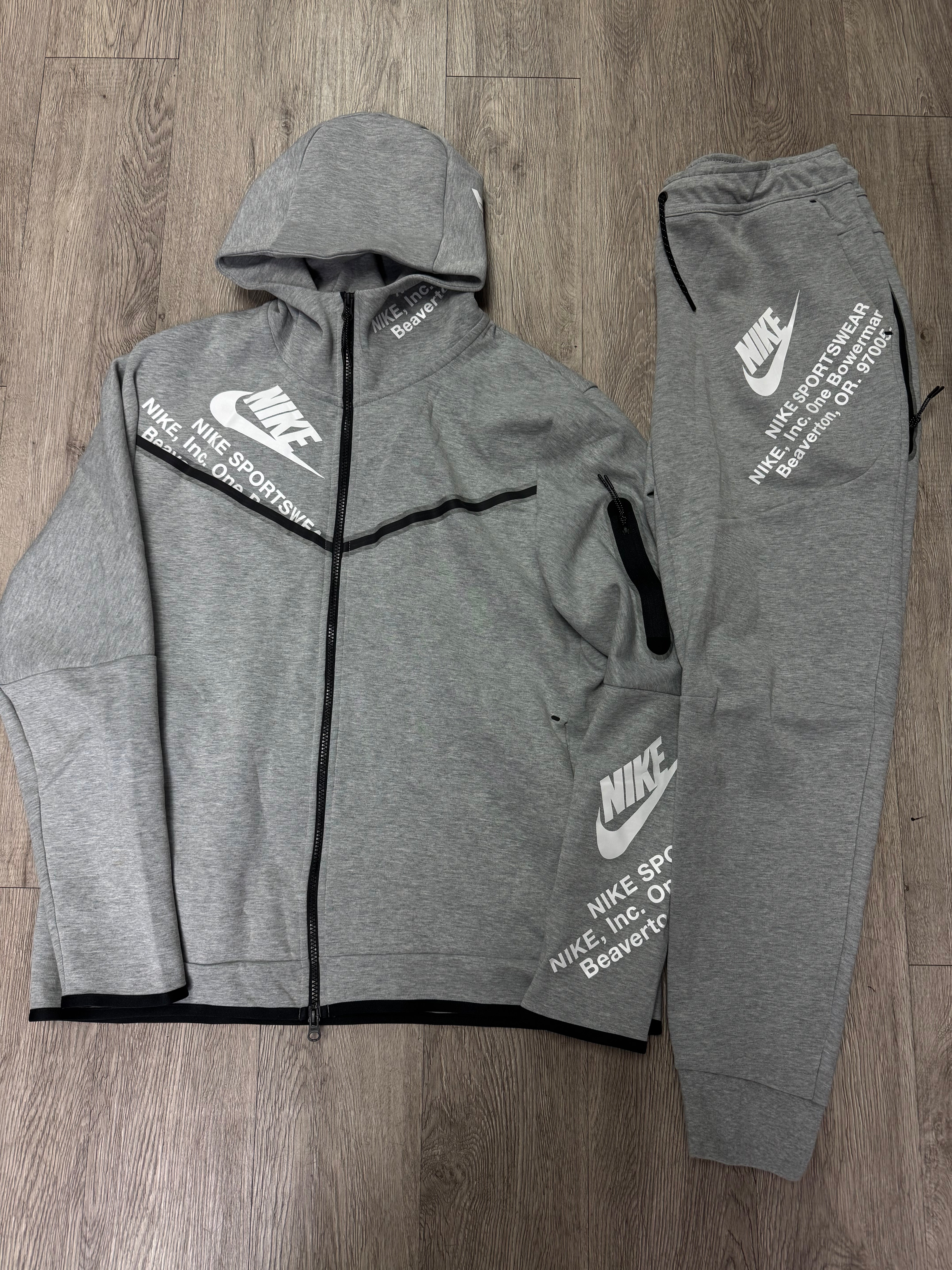 Nike Grey White Writng Tech Sweatsuit