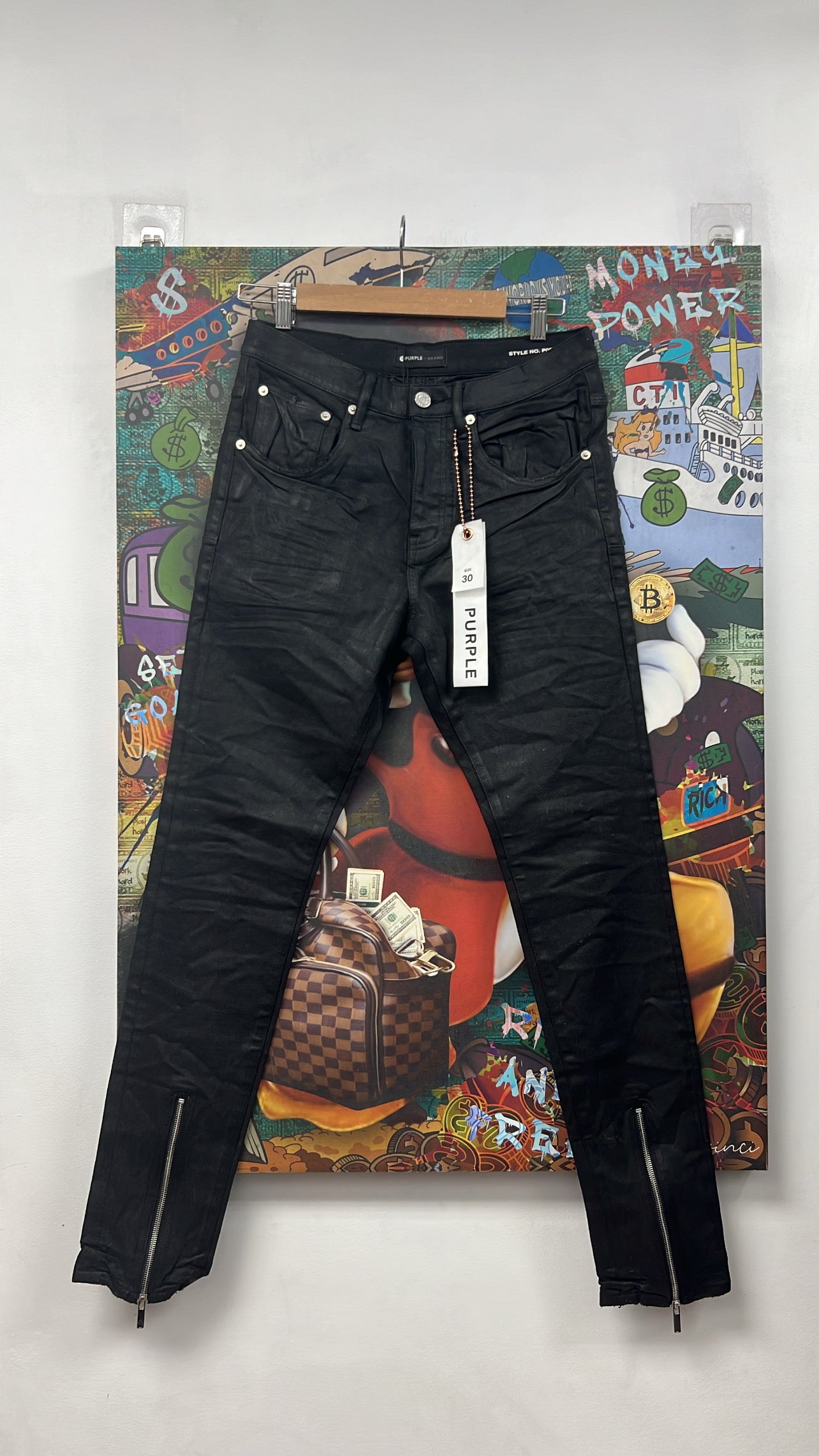 Purple Brand Black Wax Plain Jeans