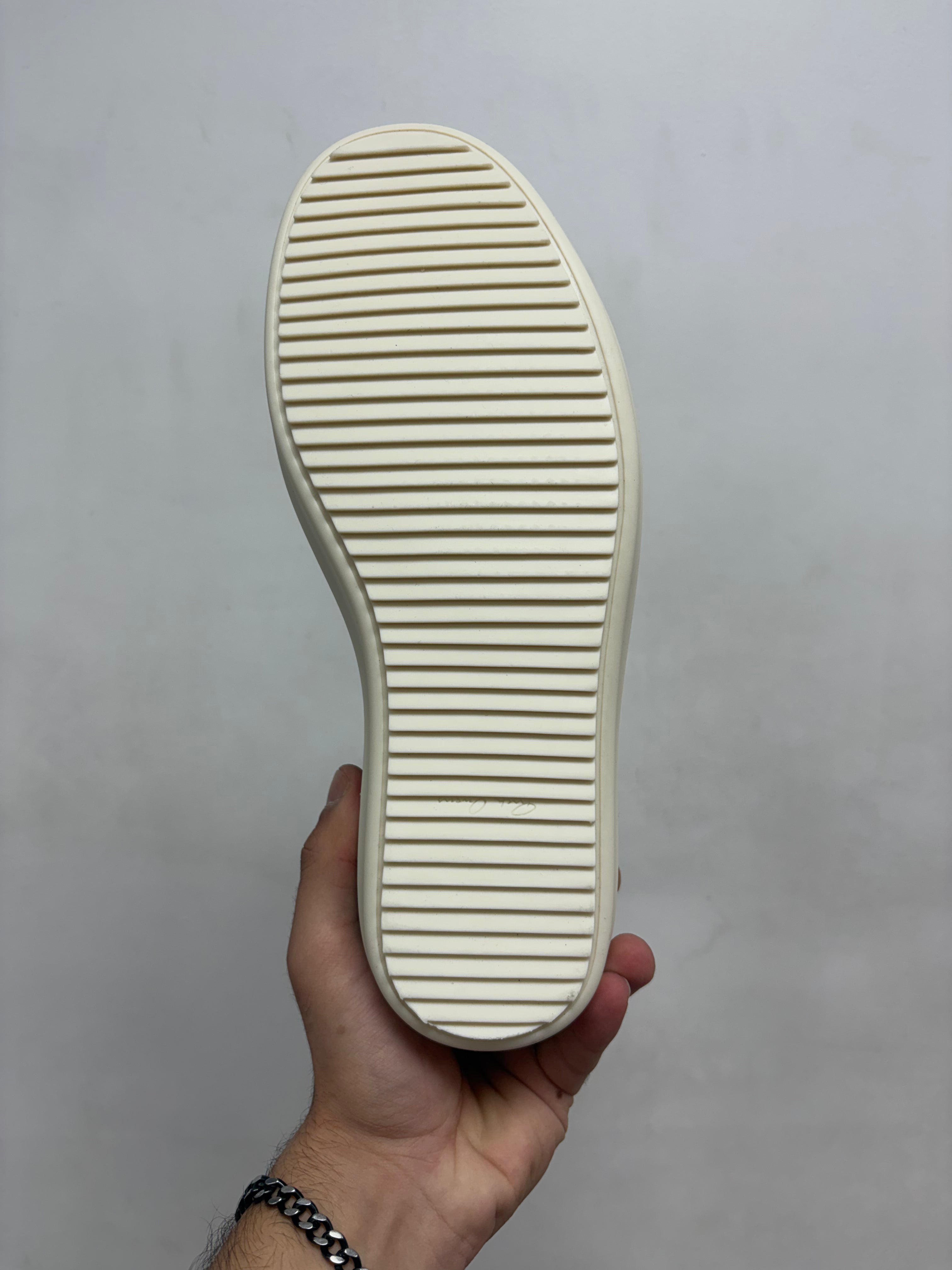 Rick Owens Black & Milk Tumble Leather Vintage Mainline Sneakers