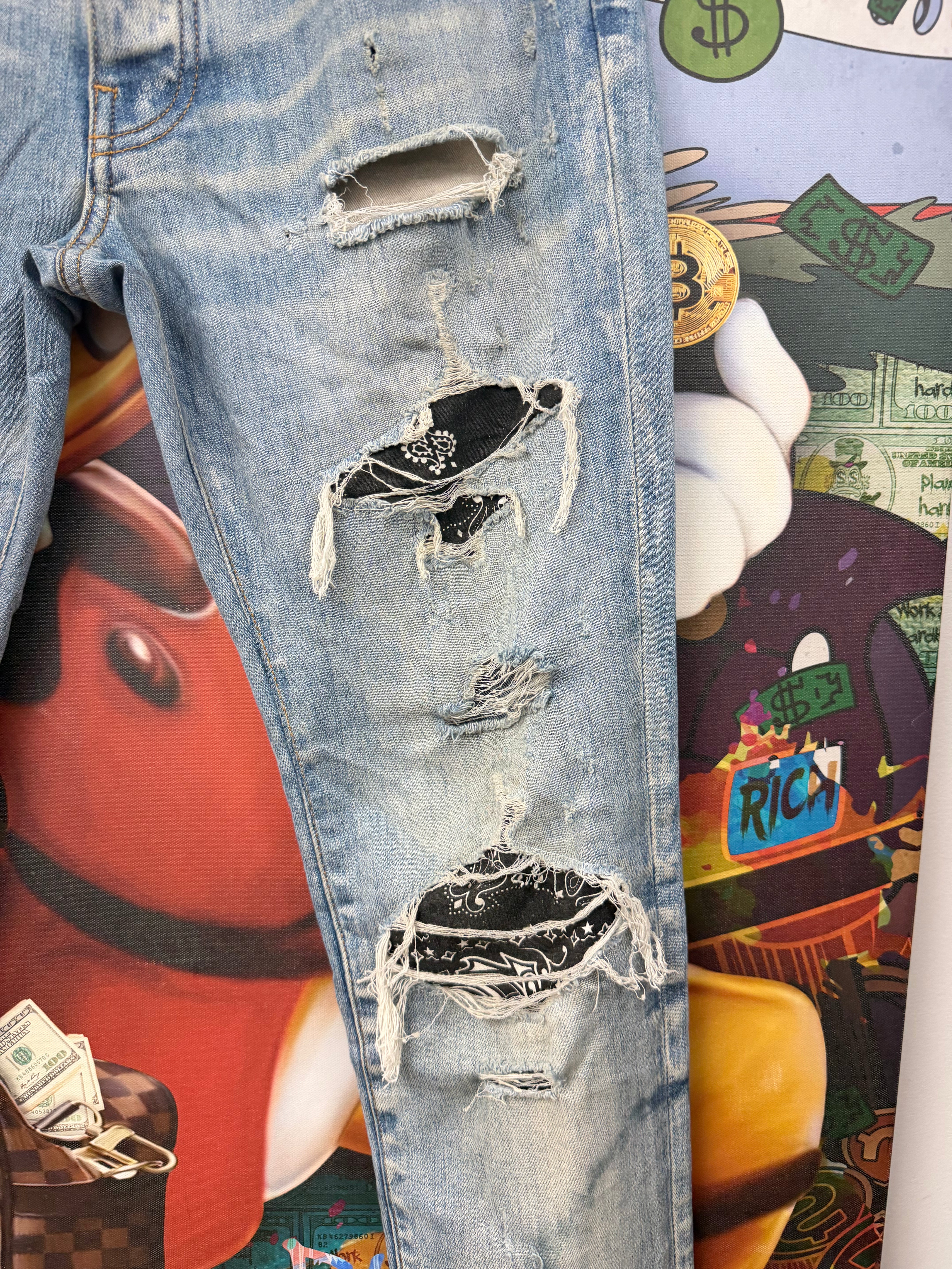 Amiri Light Wash Old English Jeans
