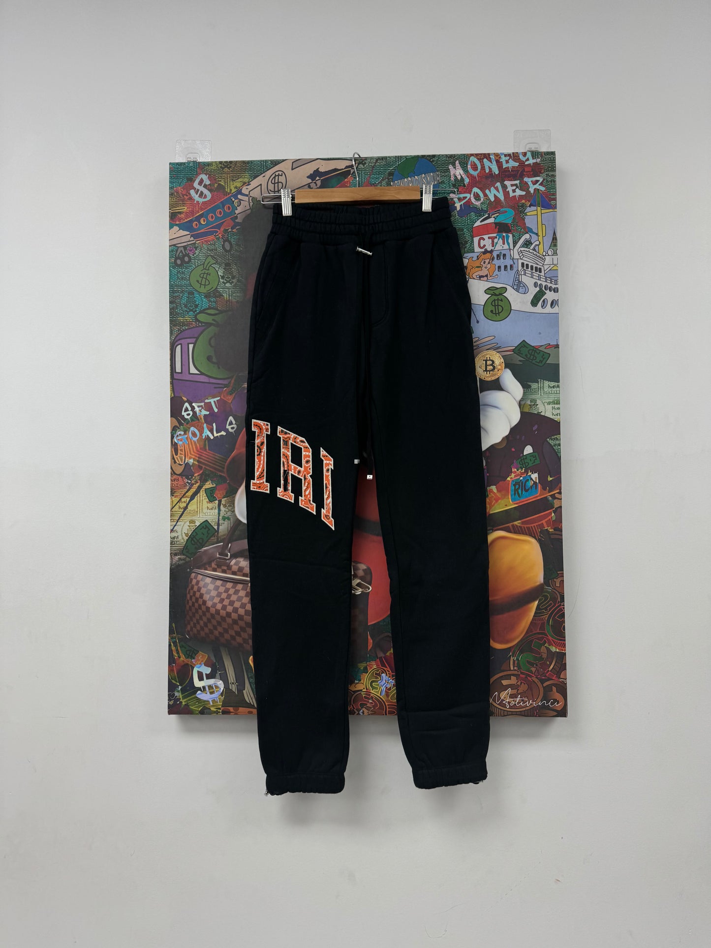 Amiri Distressed Orange Paisley Sweats Black New Small With Tags