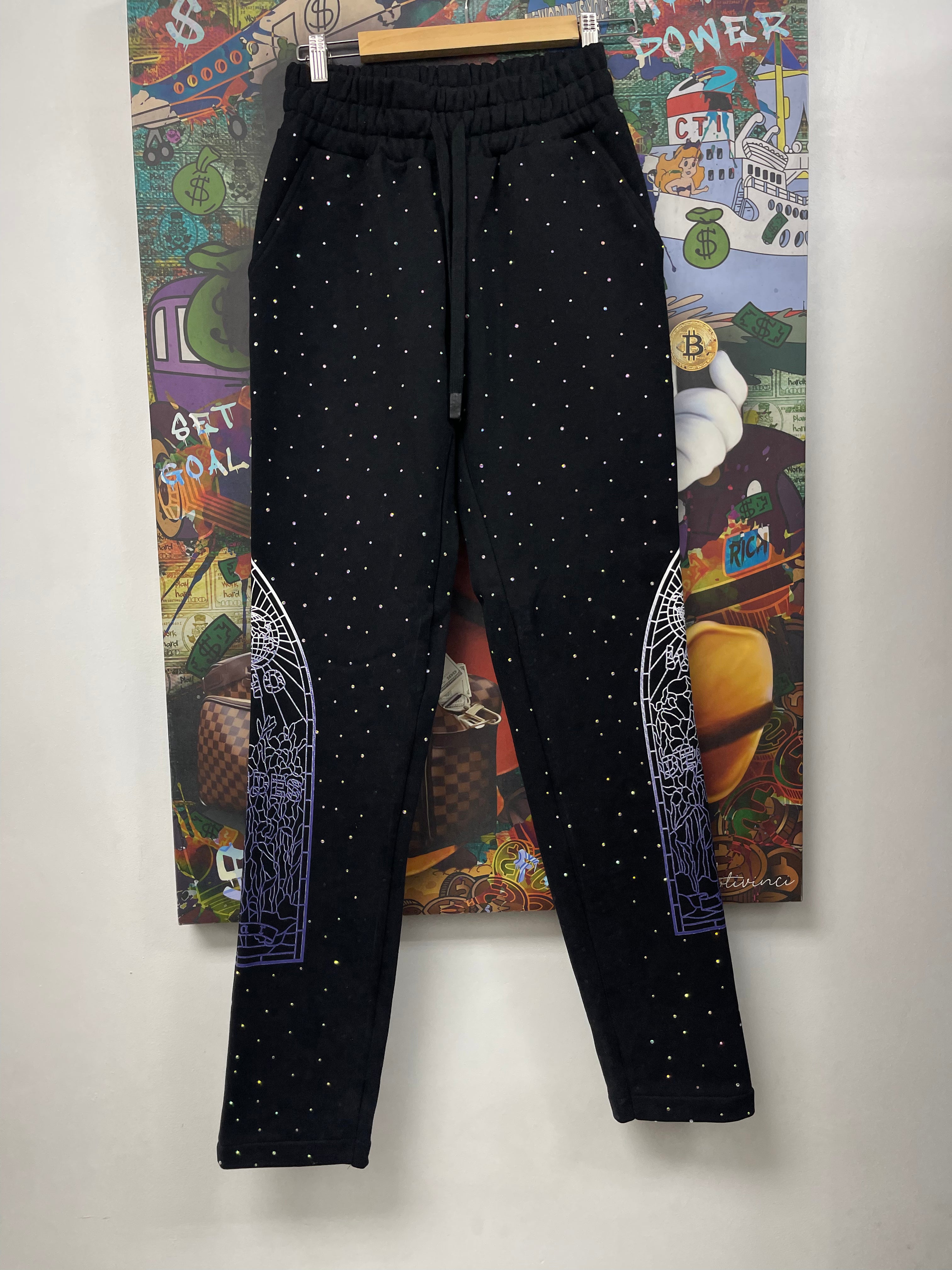 Who Decides War Black Rhinestone Stained Glass Sweats