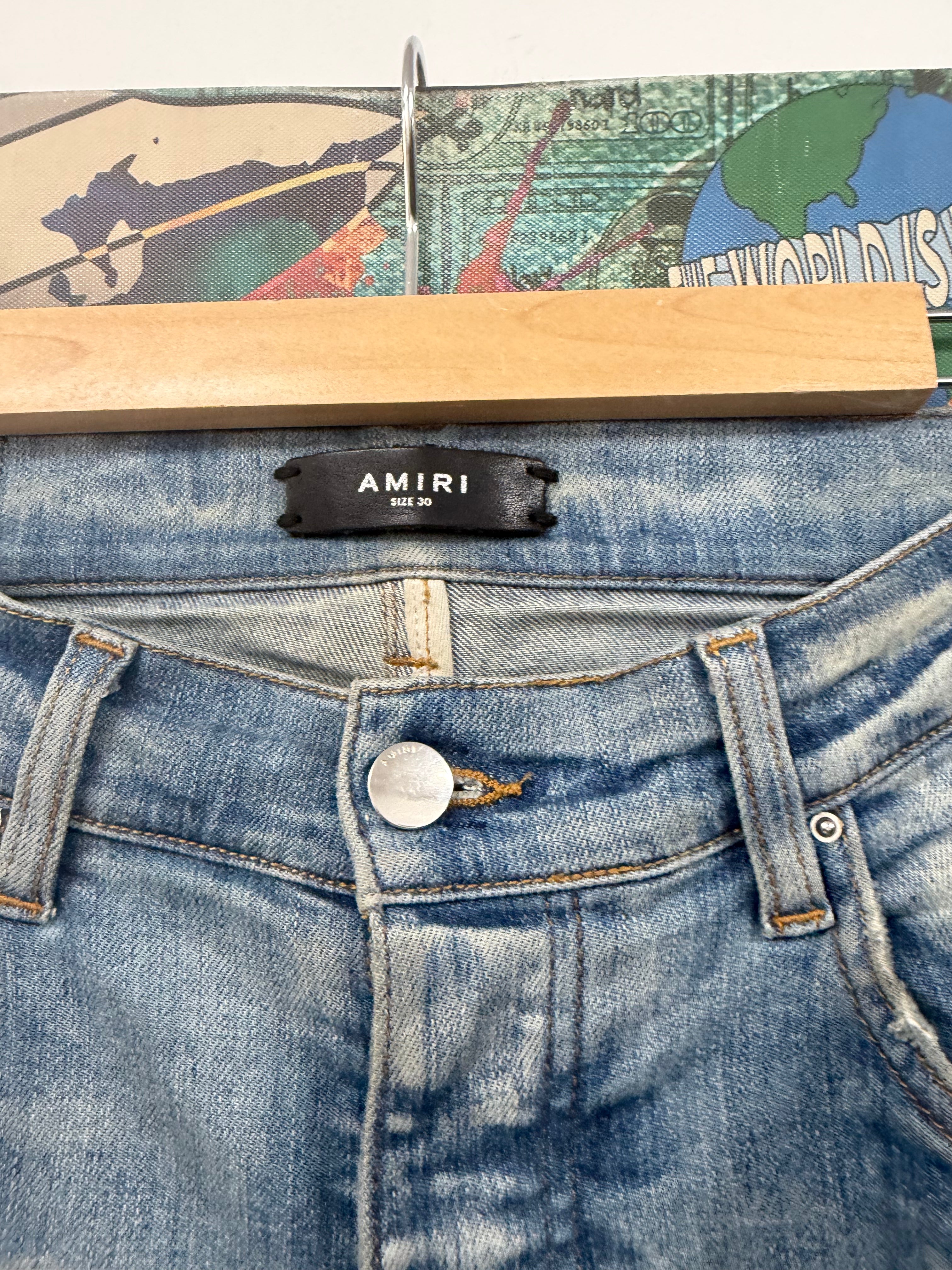 Amiri Light Wash Old English Jeans