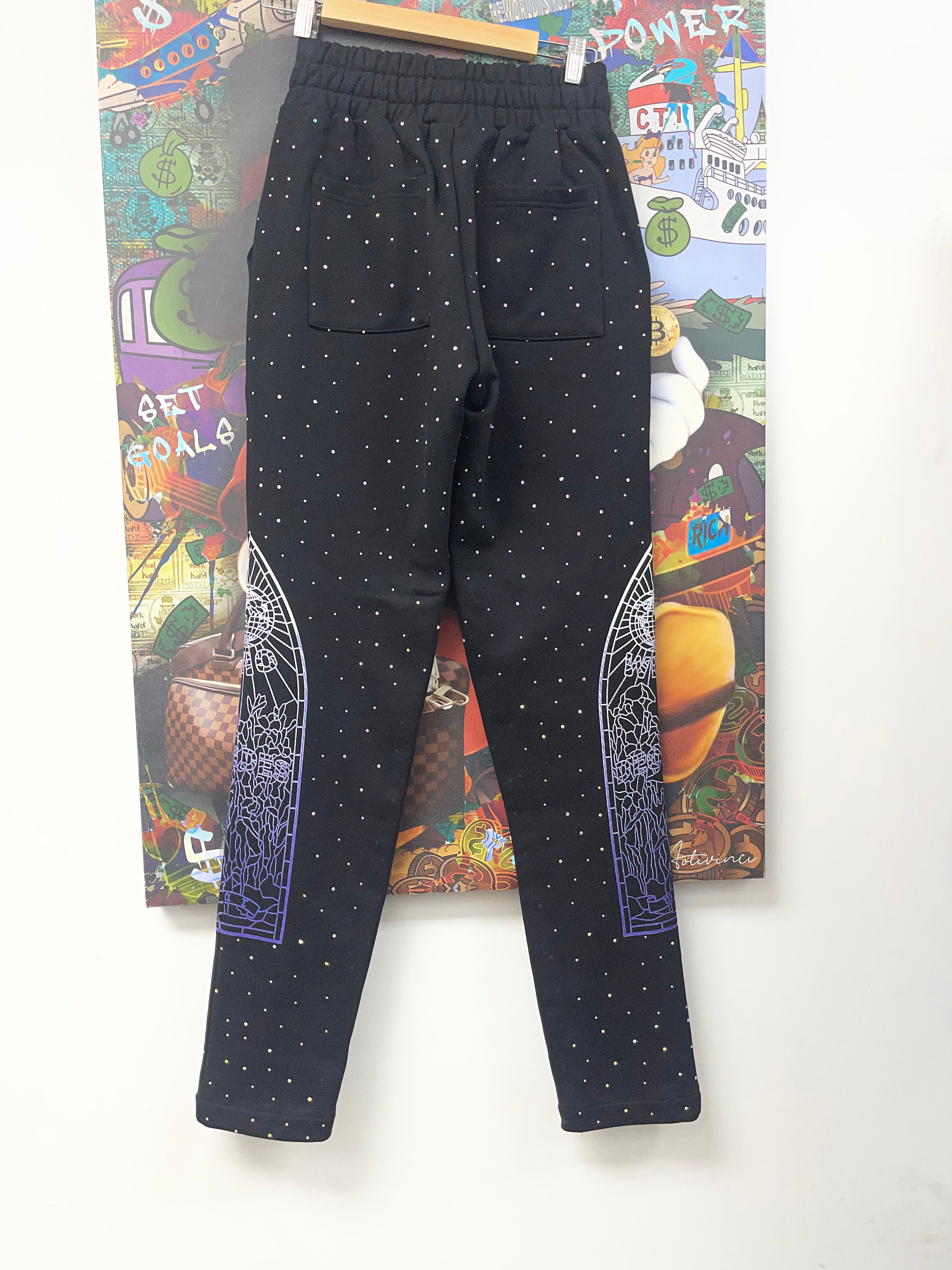 Who Decides War Black Rhinestone Stained Glass Sweats