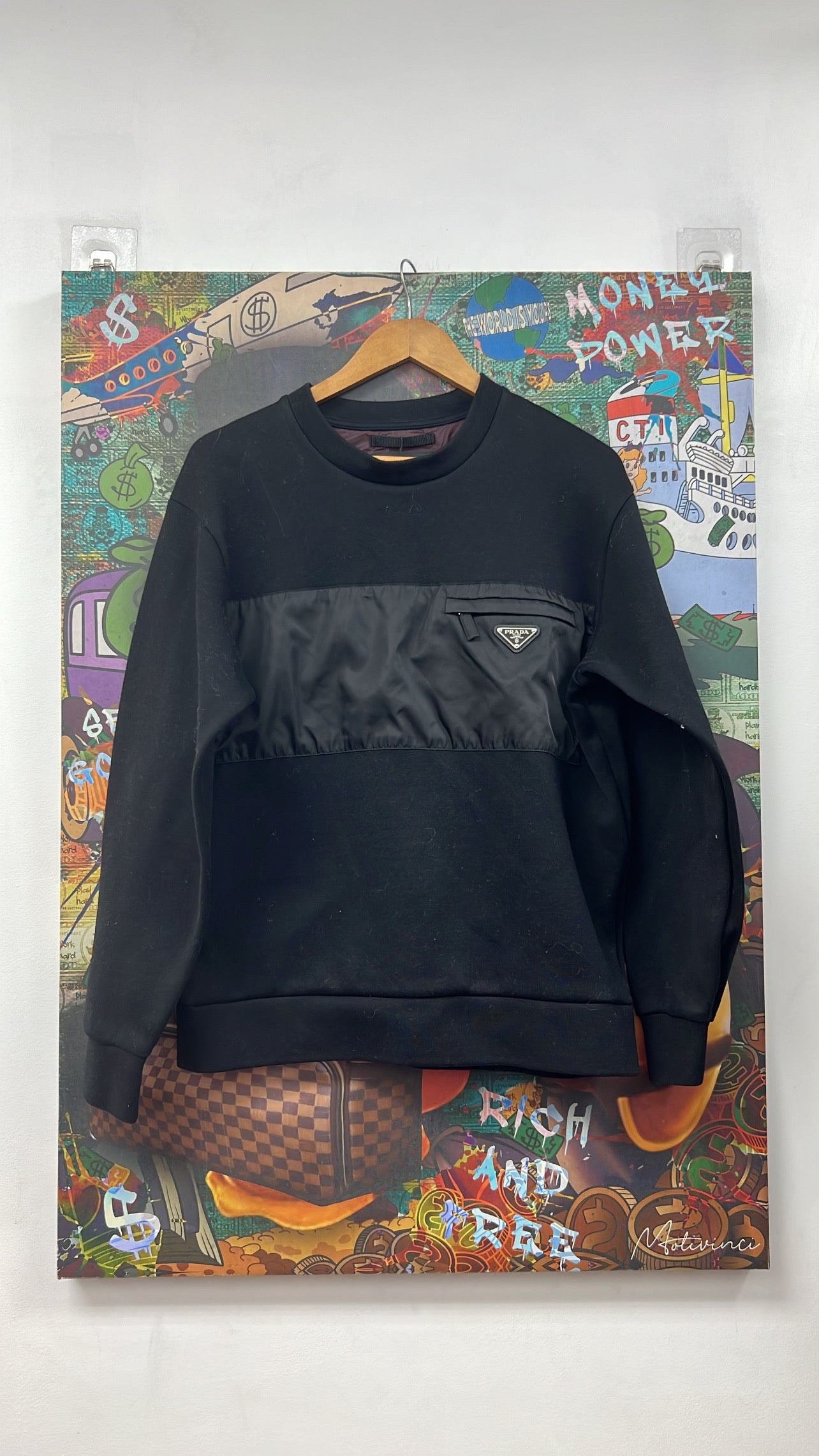 Prada Black Nylon Pocket Crewneck
