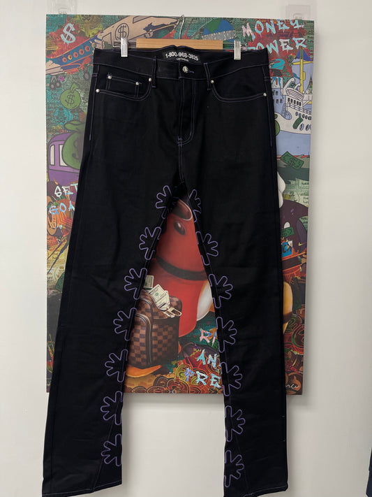 LOSTSHDWS Jeans Black Purple Outline Used 36