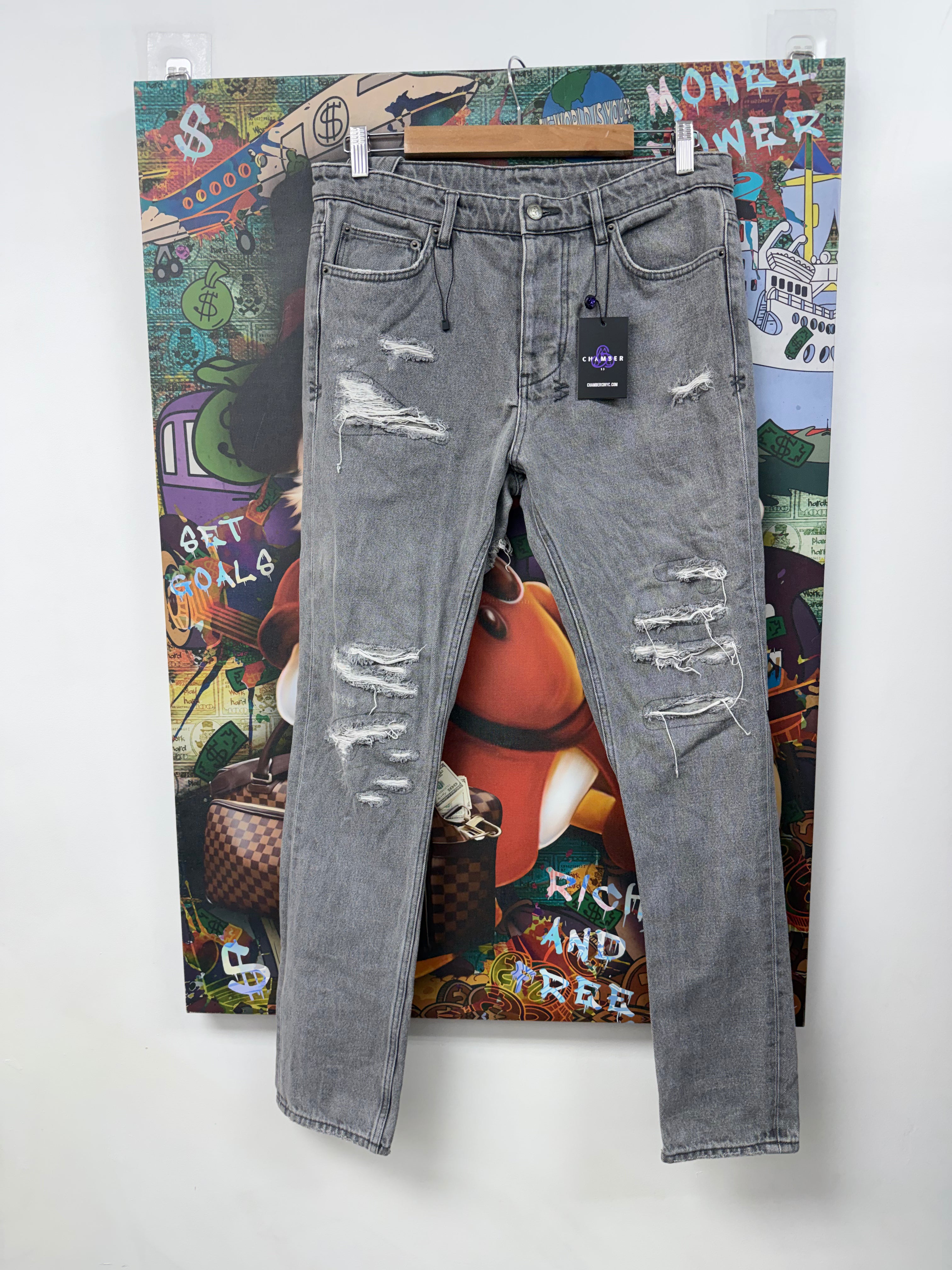Ksubi Grey Wash Ripped Jeans