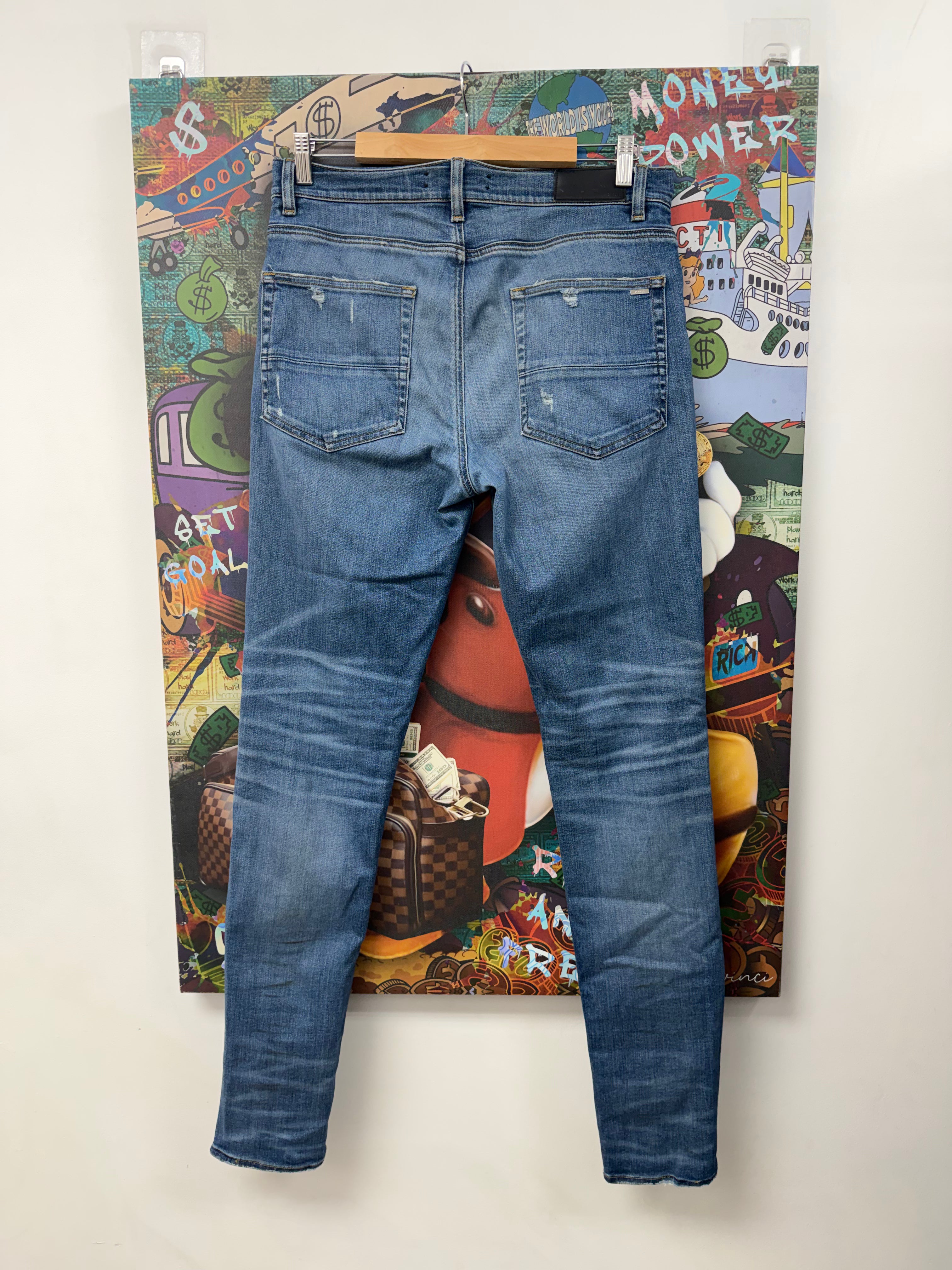 Amiri MX1 Deep Classic Black Suede Patch Jeans