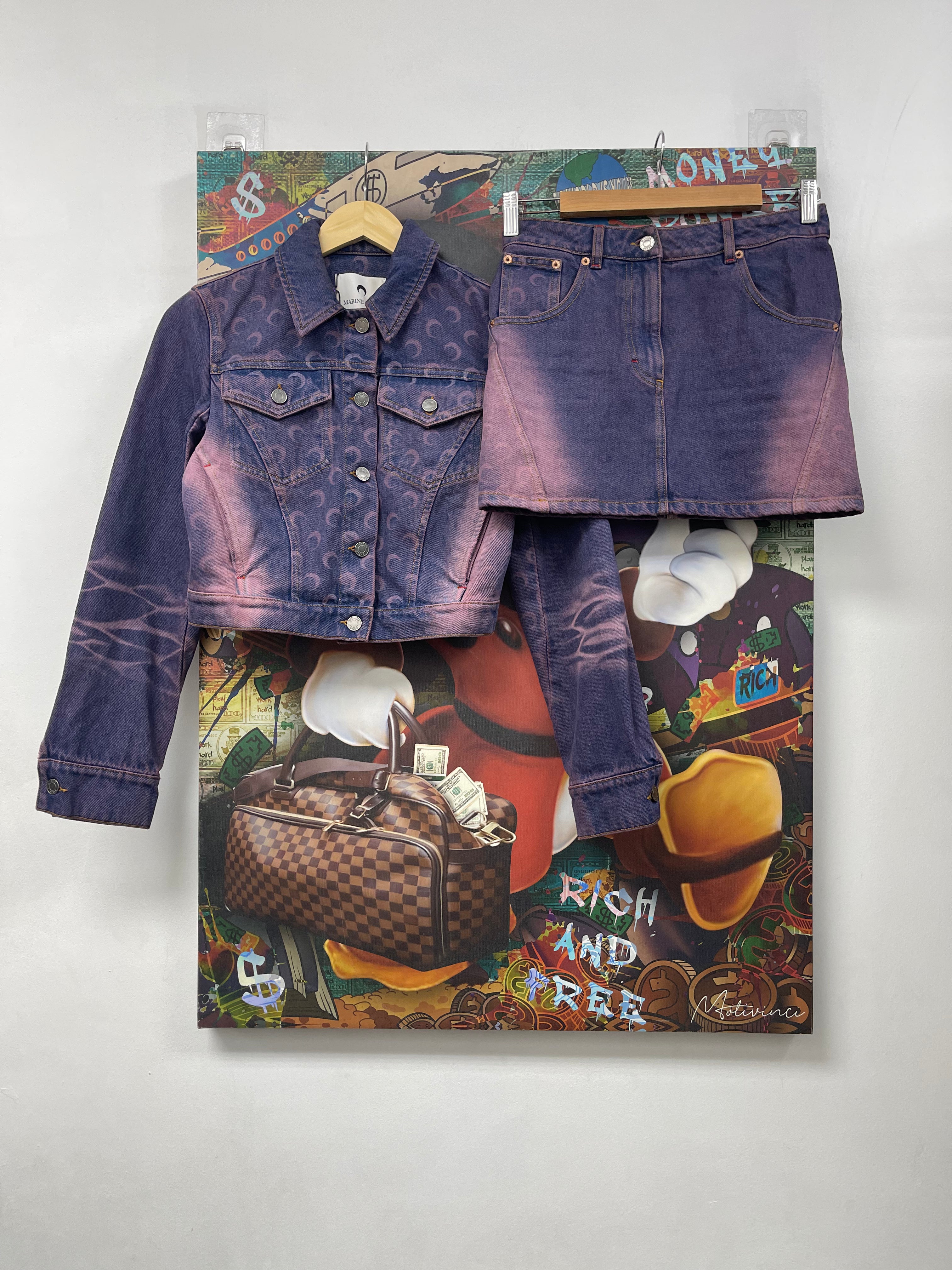 Marine Serre Purple Crescent Monogram Set