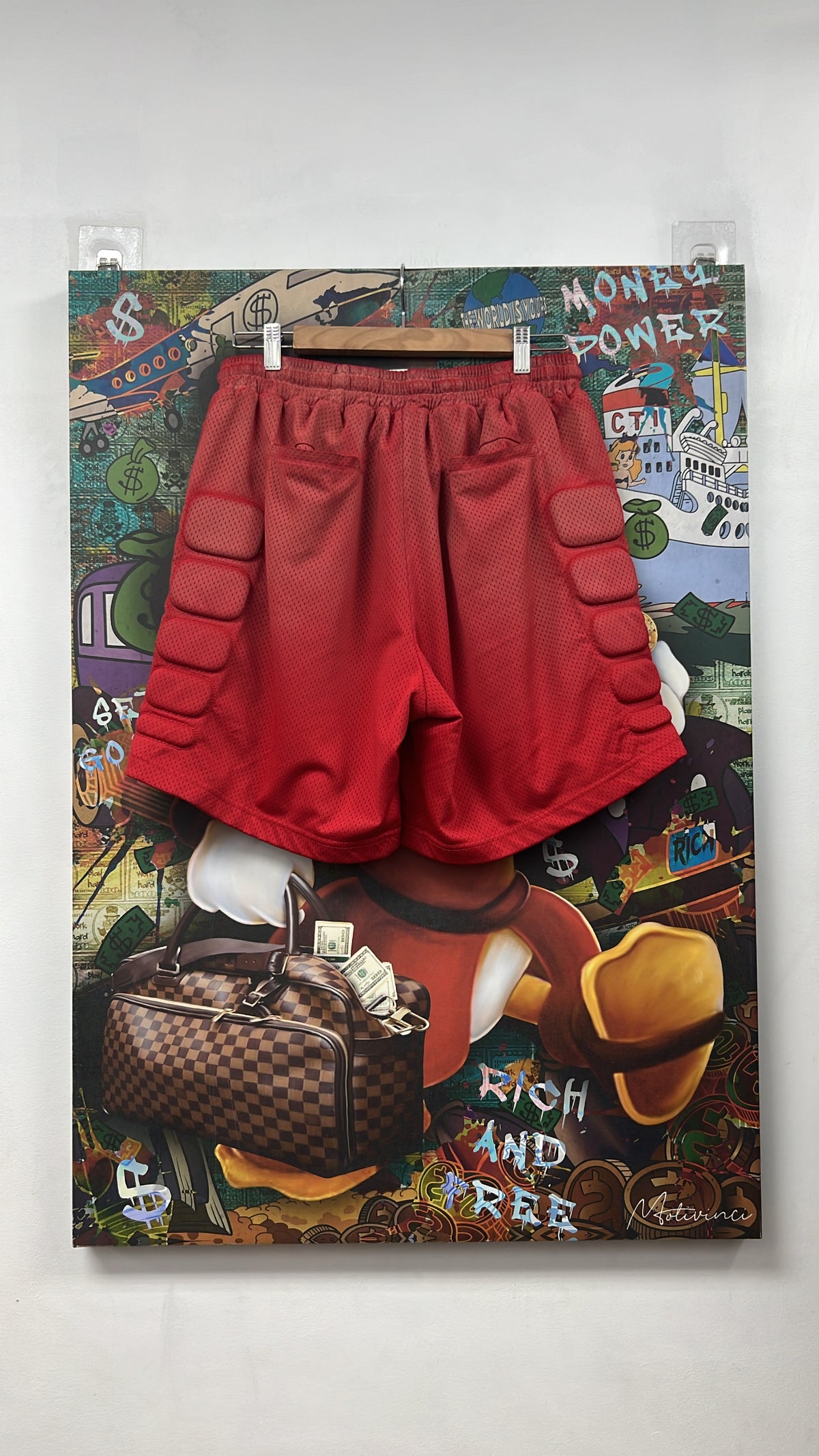 Satoshi Nakamoto Red Padded Moto Shorts