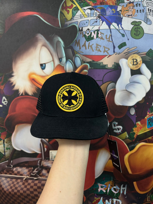 Chrome Hearts Black Yellow Plus Logo Cap