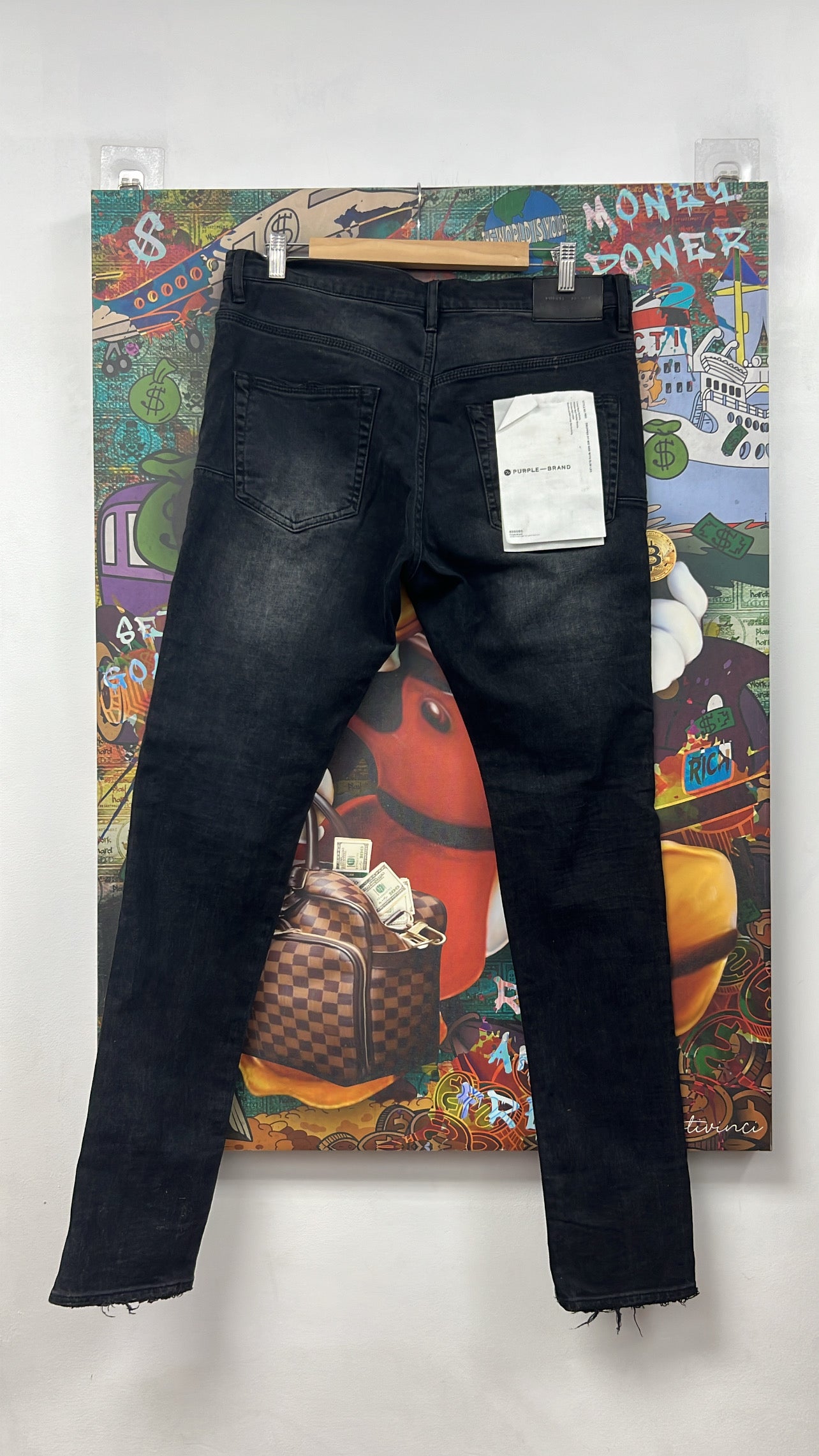 Purple Brand Black Wash Patchwork Jeans