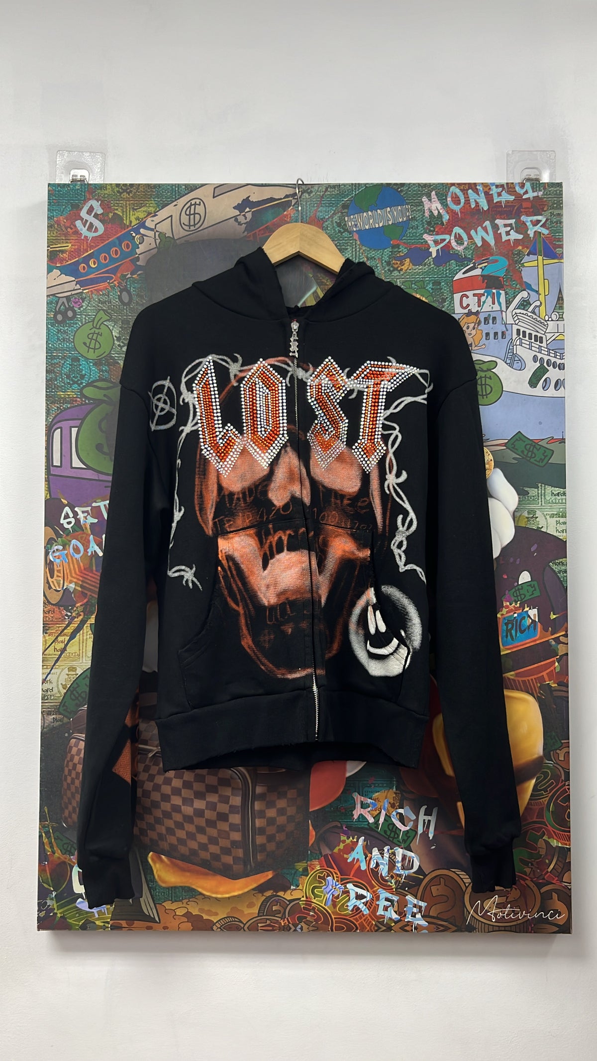 Lost Intricacy Black Orange ONI Skull Zip Up