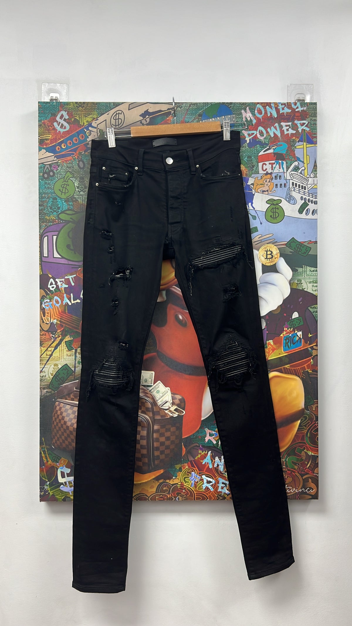 Amiri MX1 Black Black Patch (Repaired Crotch) Jeans
