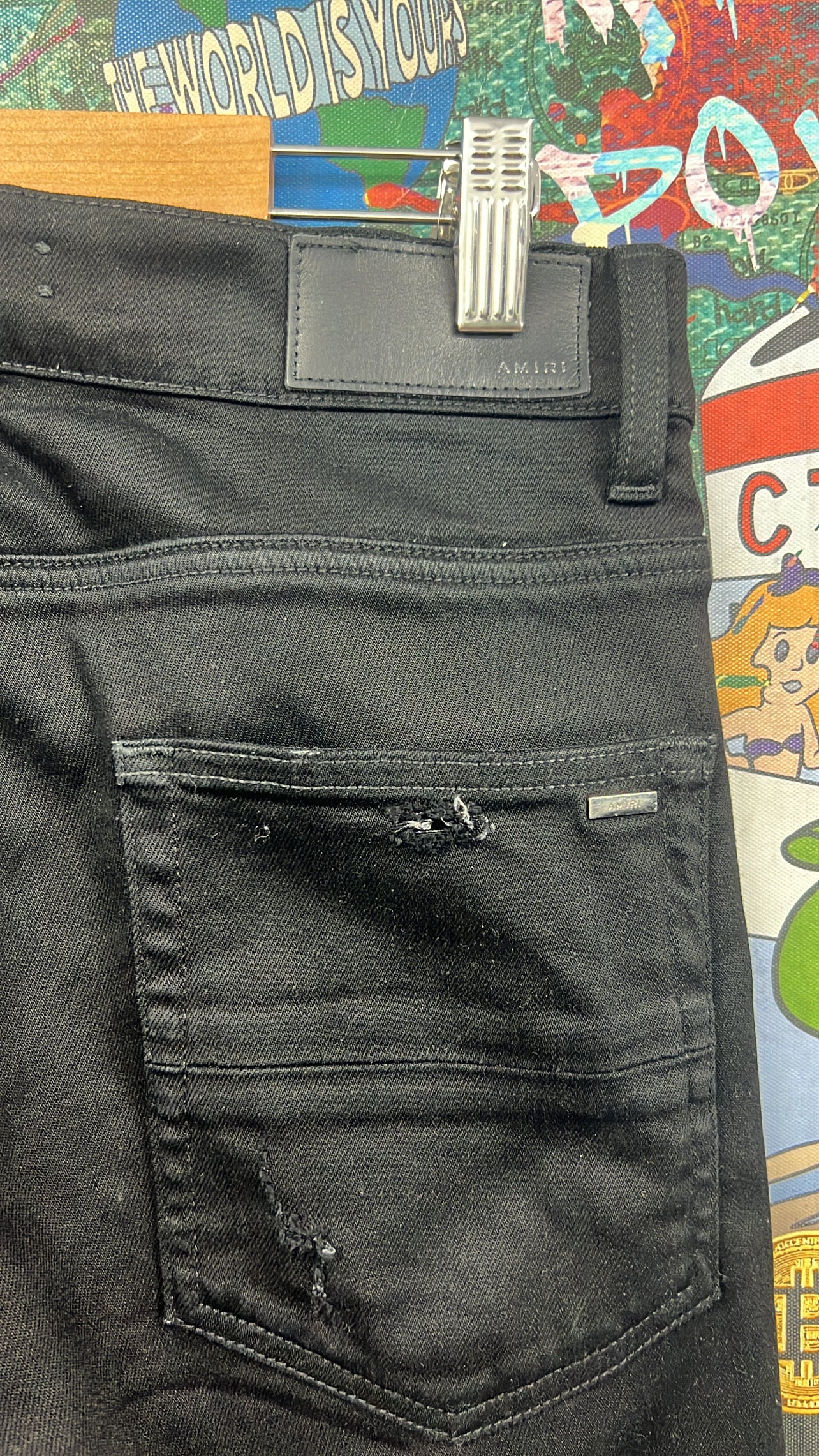 Amiri MX1 Black Black Patch (Repaired Crotch) Jeans