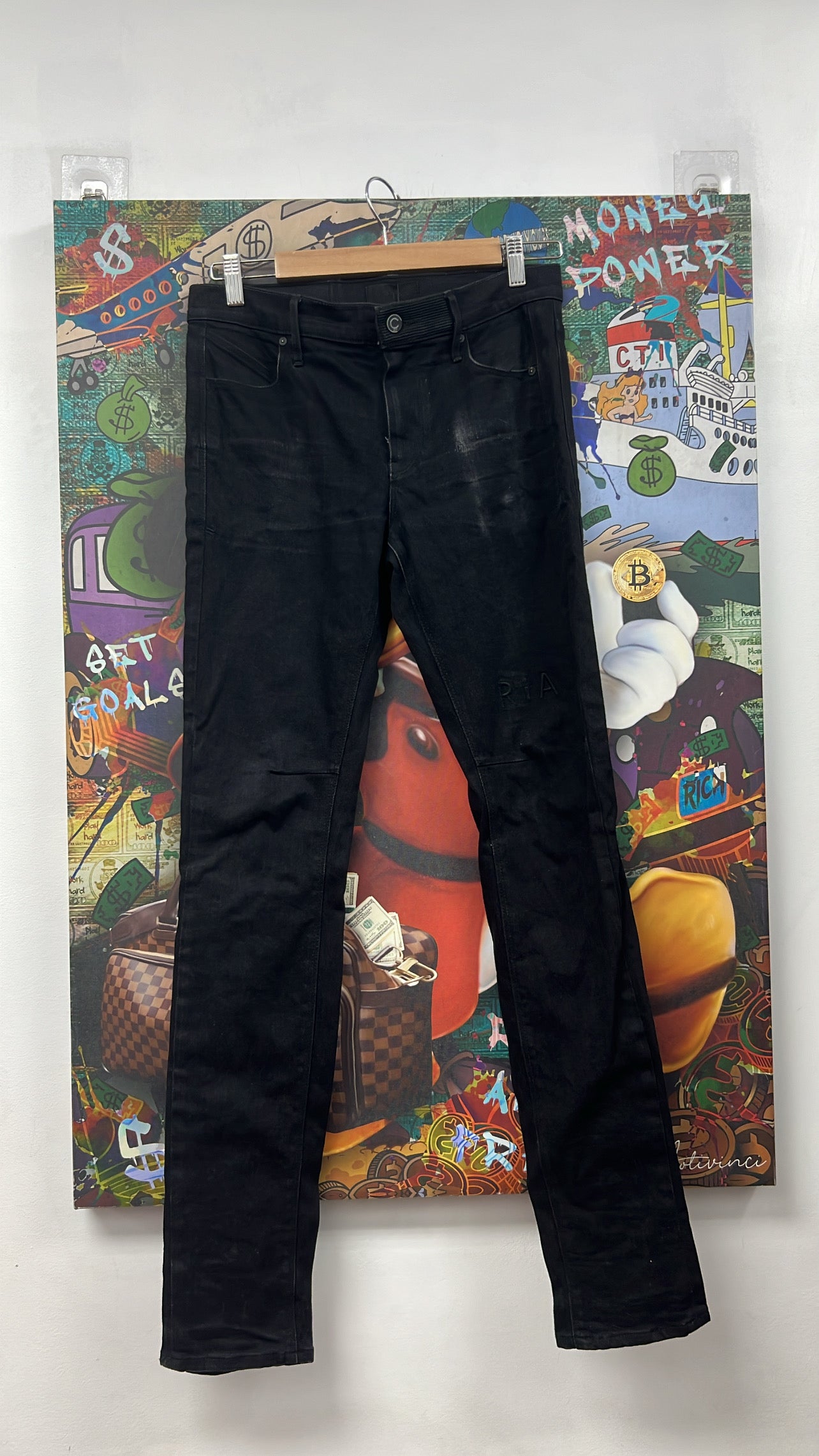RTA Black Embroidered Jeans