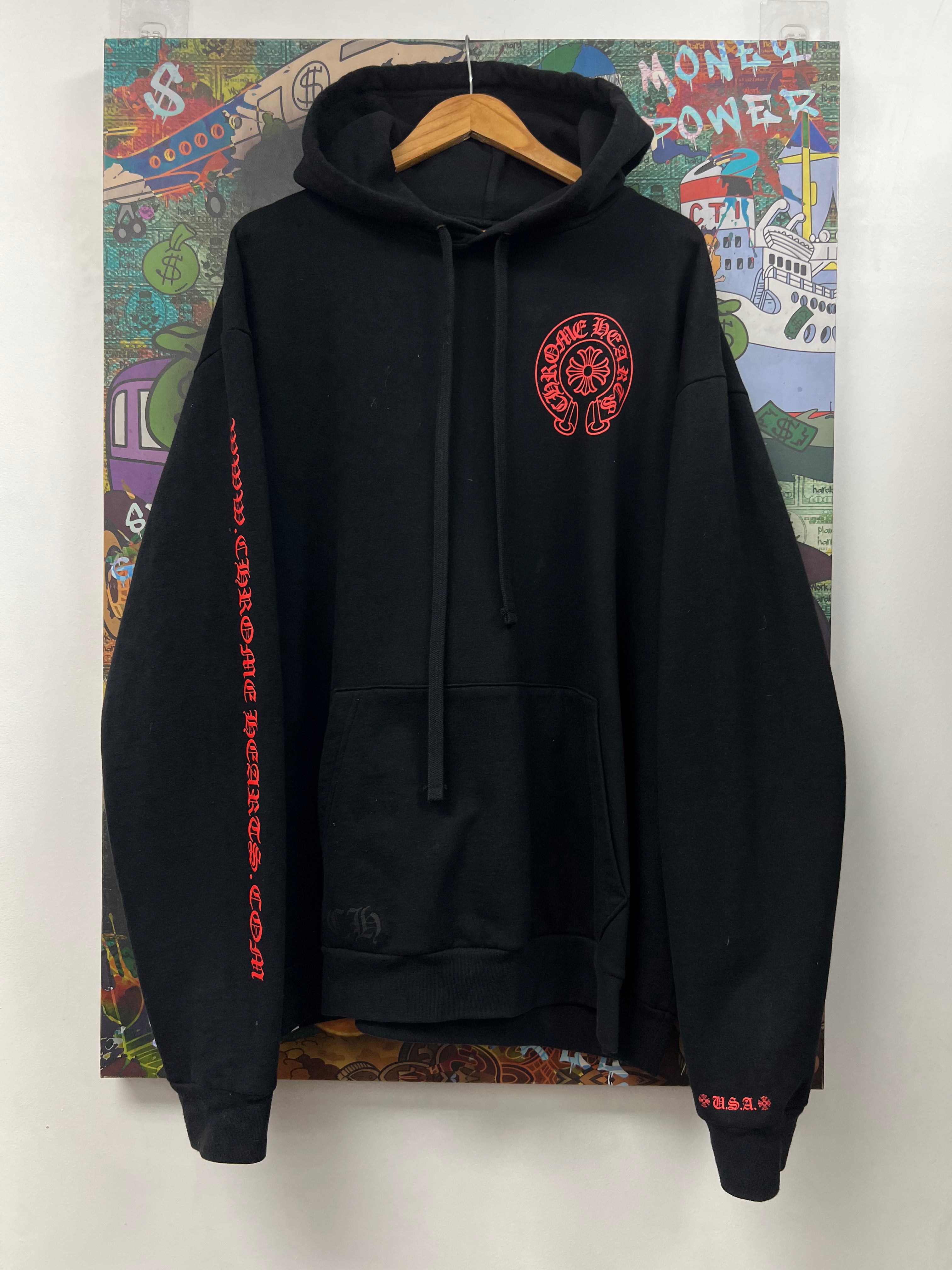 Chrome Hearts Black Red Horseshoe .Com Hoodie