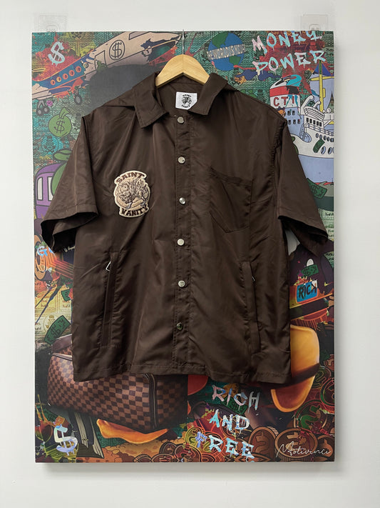 Saint Vanity Button Up Shirt Brown New Small With Tags