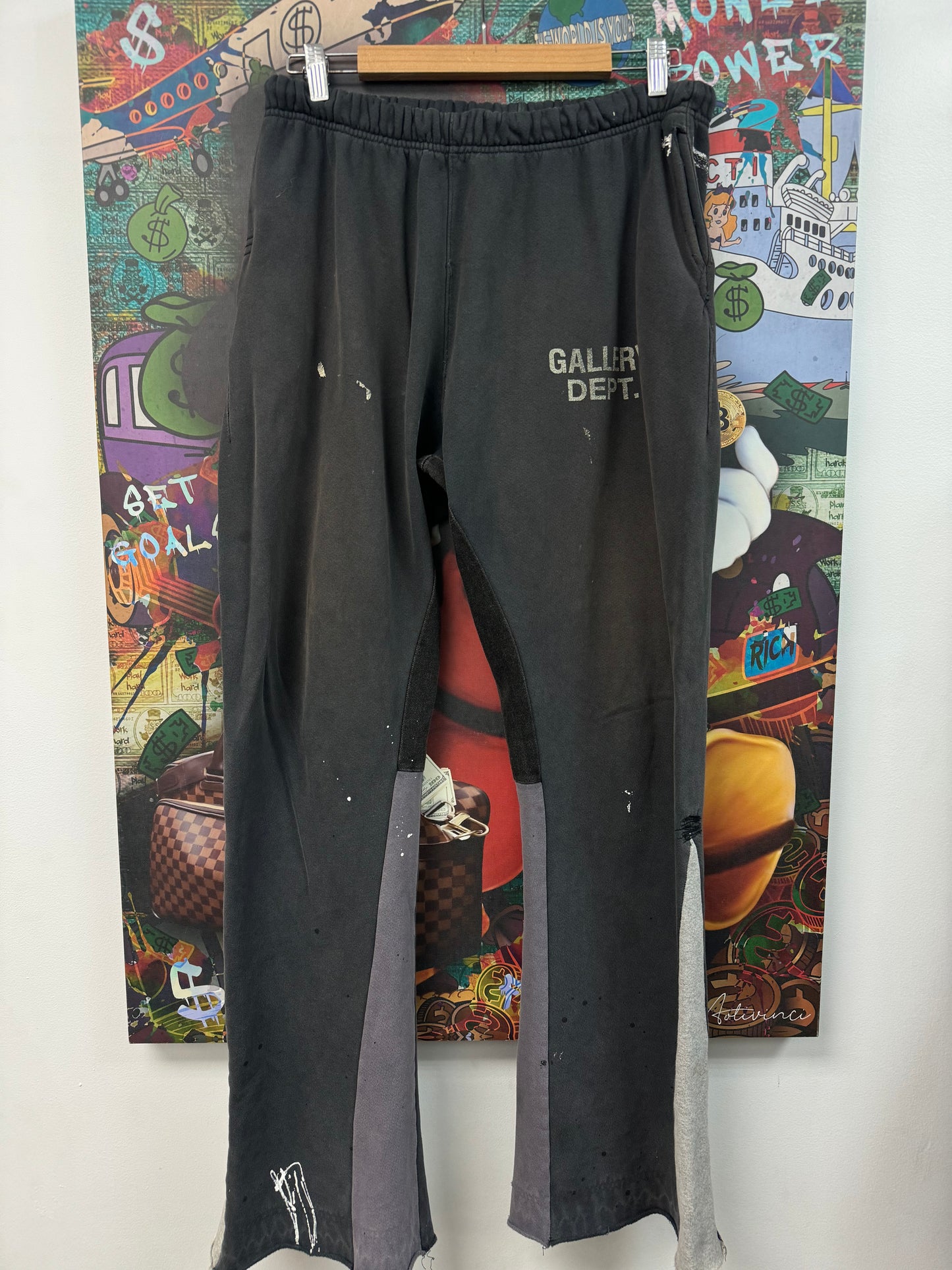 Gallery Dept Black Flare Paint Splatter Sweats