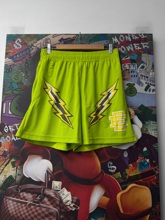 Eric Emanuel Thunder Bolt Lime Green Yellow Shorts