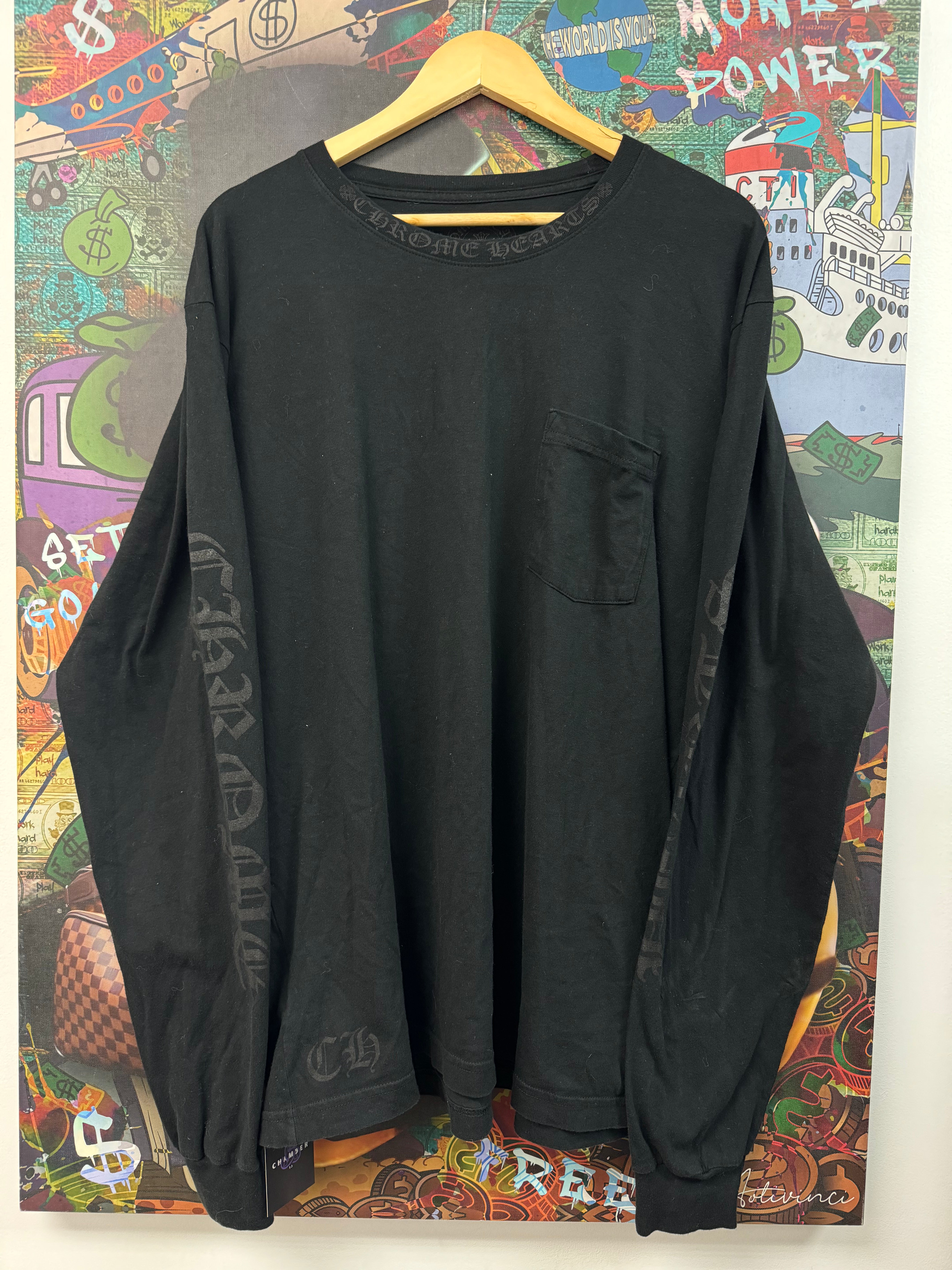 Chrome Hearts Black Mono Neck Logo LS Tee