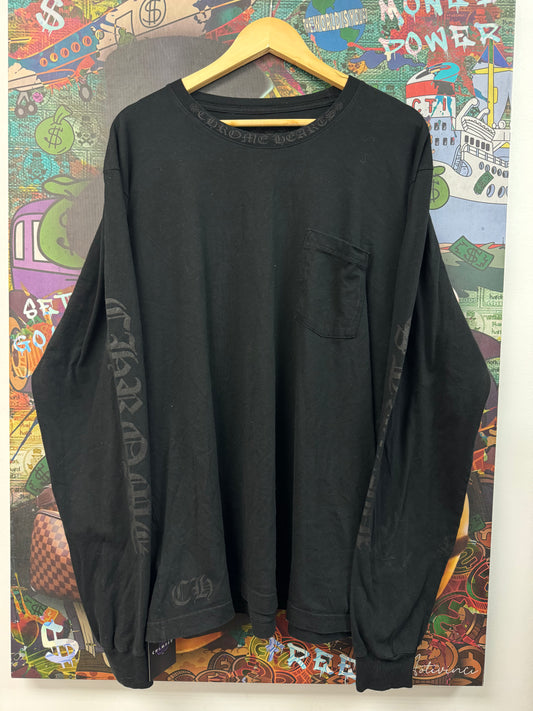 Chrome Hearts Black Mono Neck Logo LS Tee