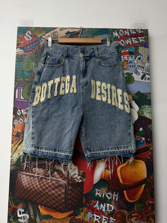Bottega Desires Arch Logo Jean Shorts