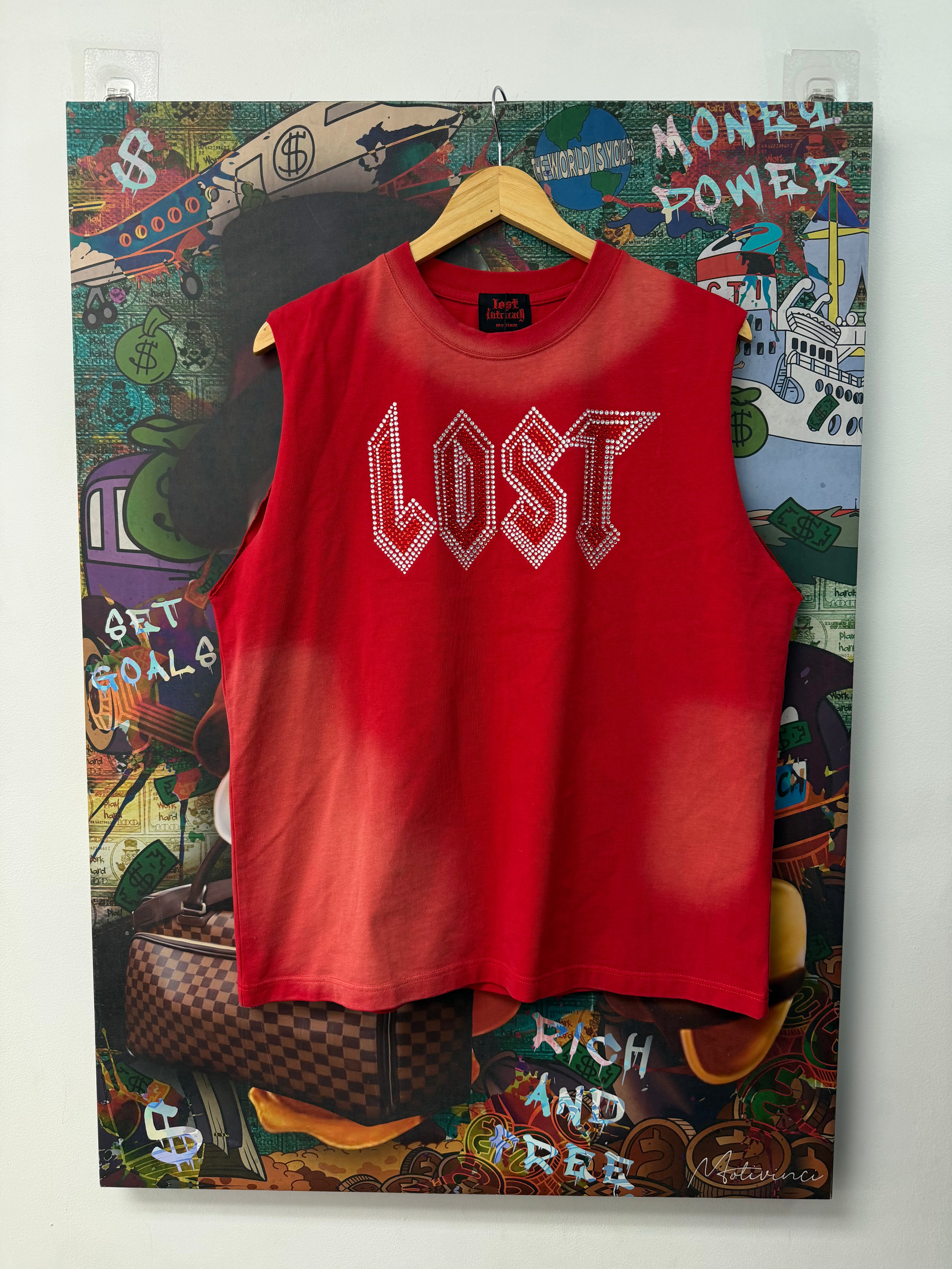 Lost Intricacy Sleeveless Red Tee