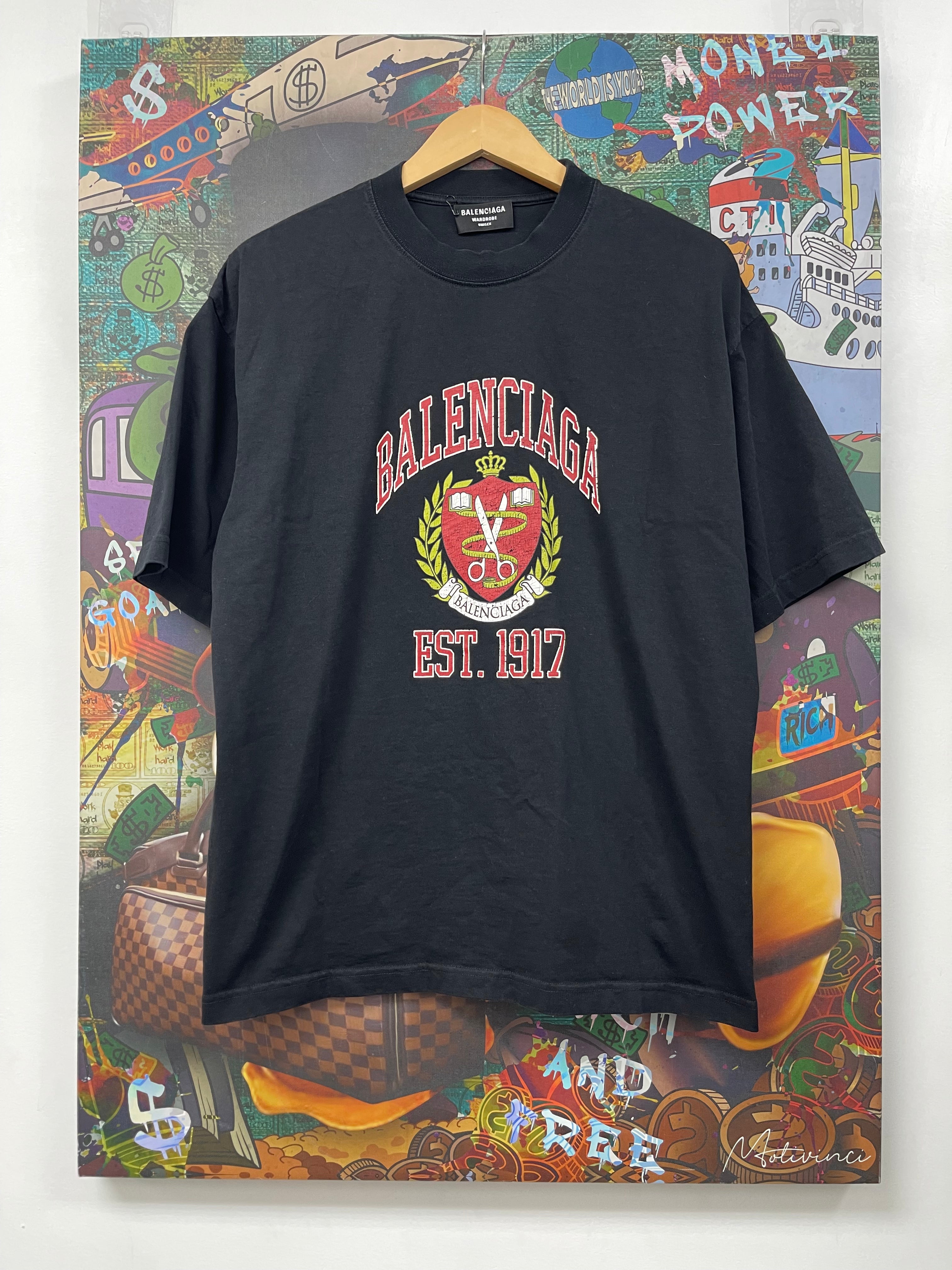 Balenciaga College Crest Logo Tee