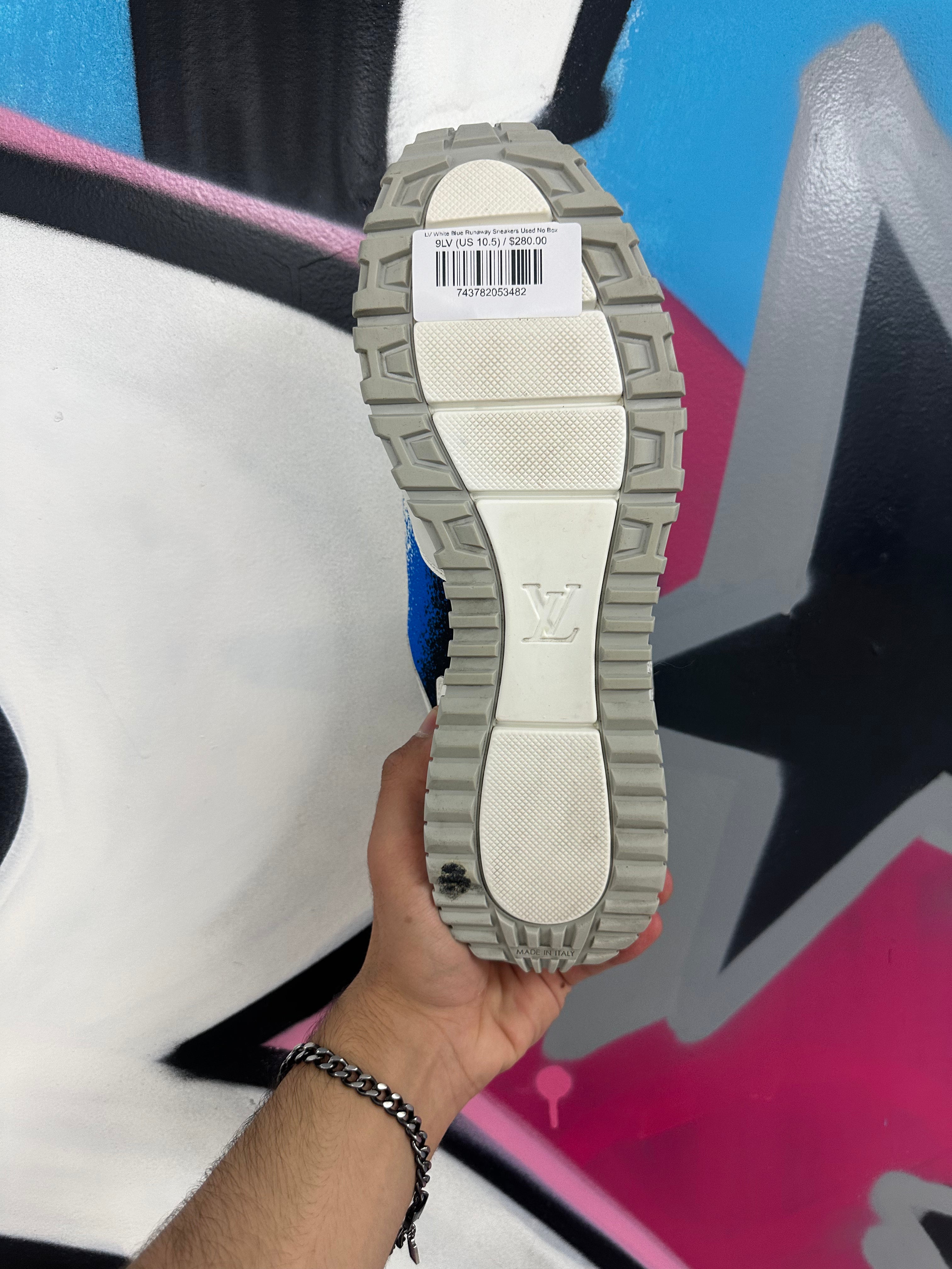 LV White Blue Runaway Sneakers Used No Box