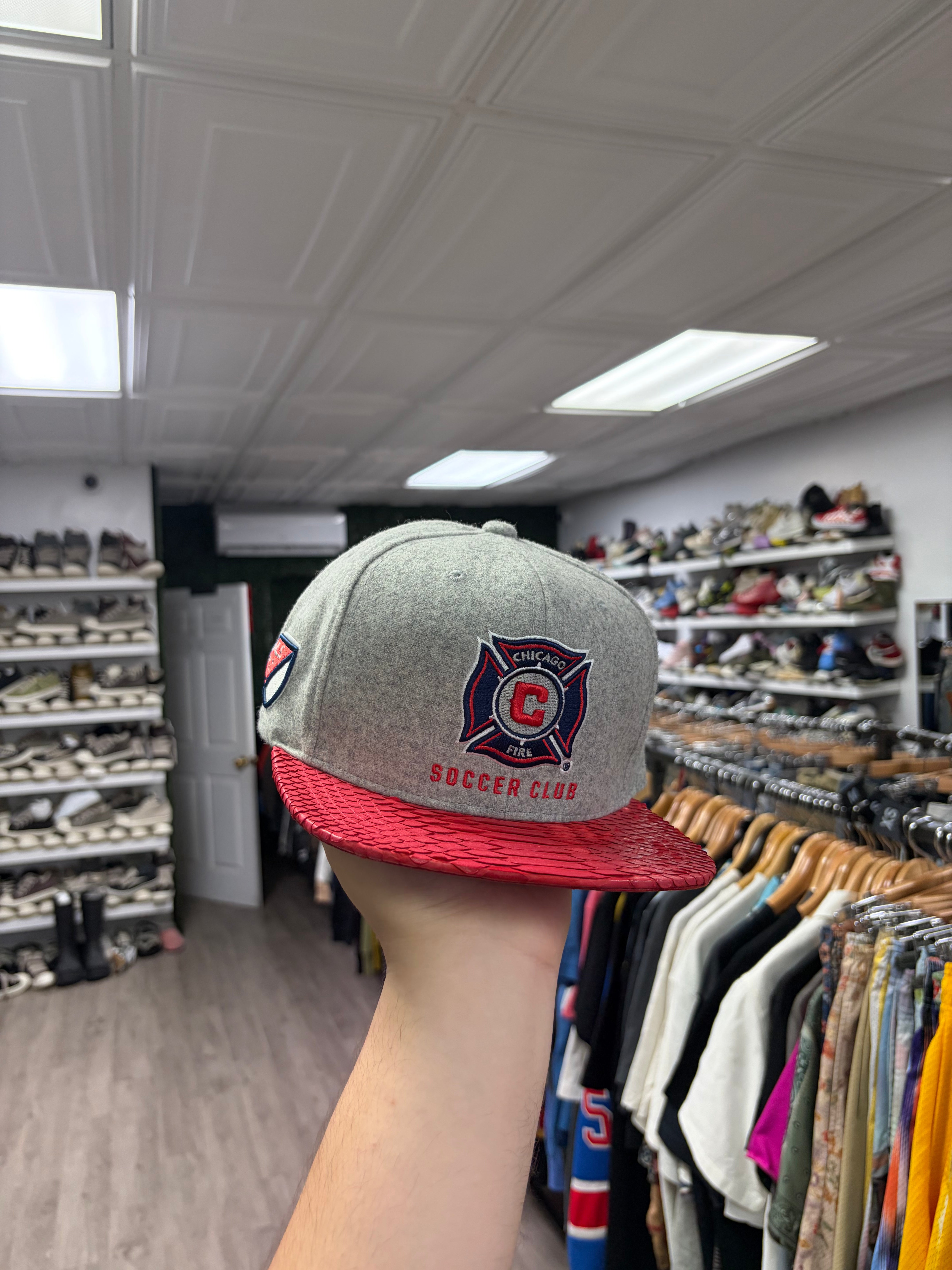 Just Don Grey Red Wool Chicago Fire Hat