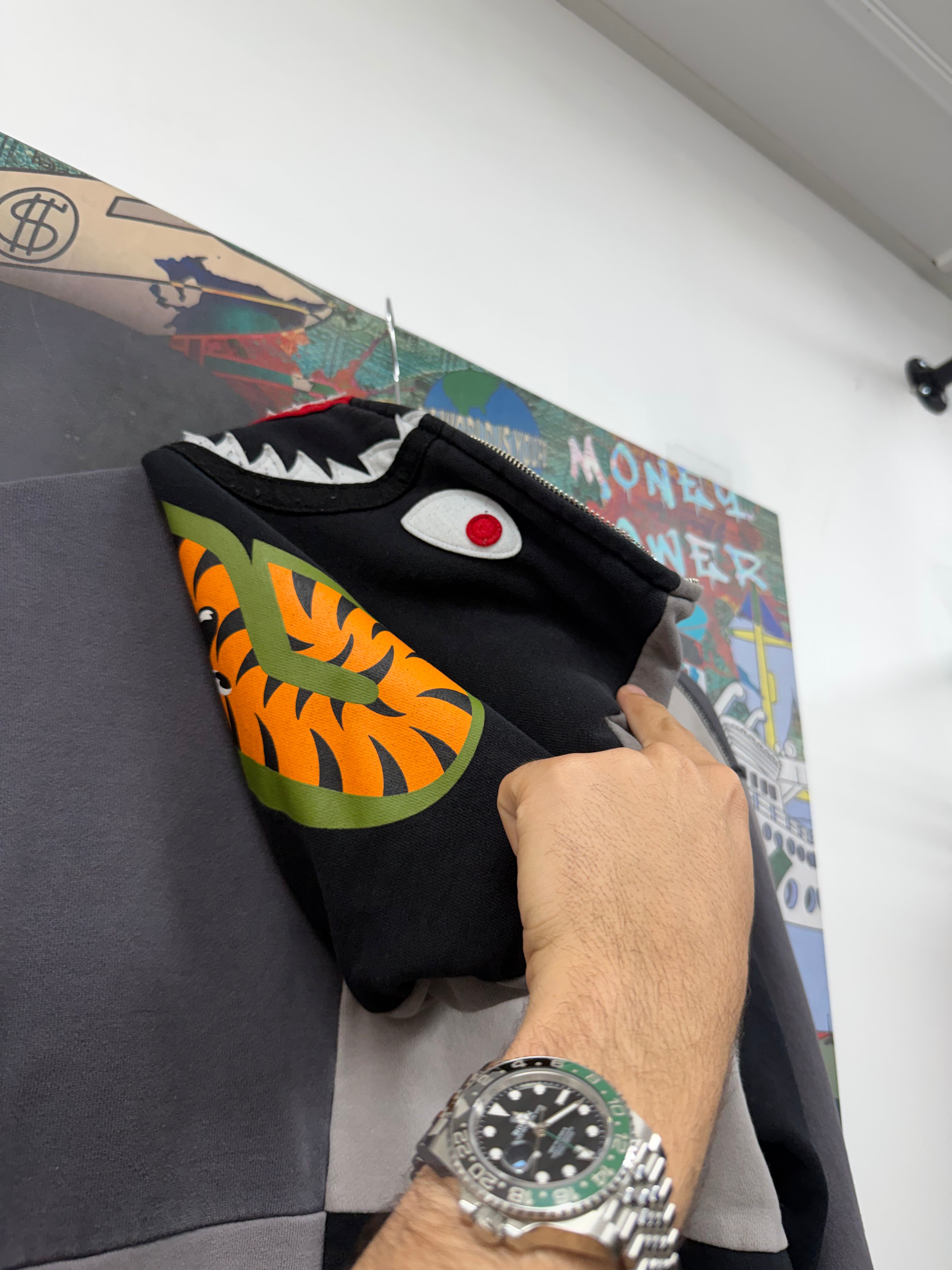 BAPE Black Grey Split Zip Up