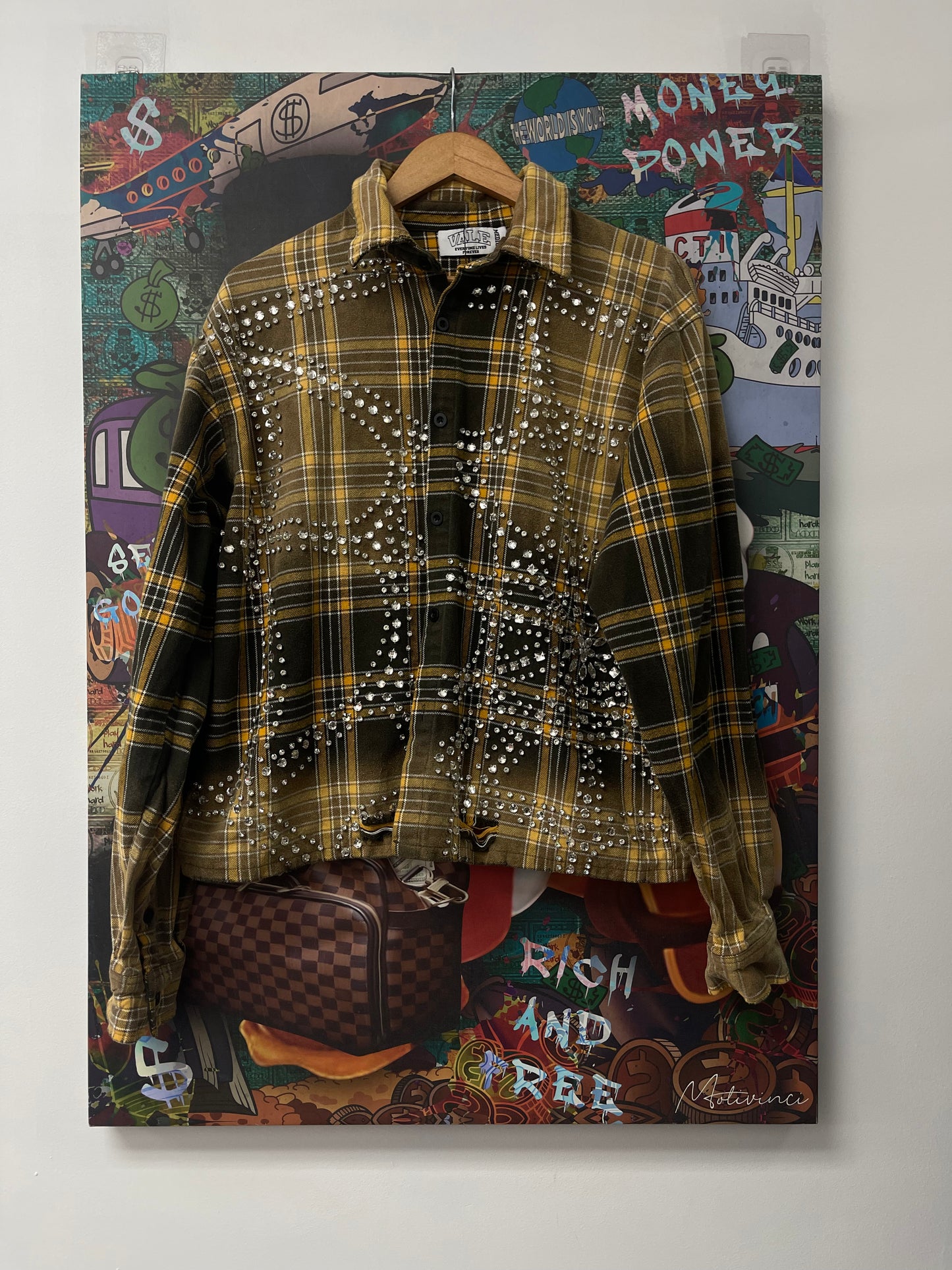 VALE Studded Web Flannel Yellow Used Medium