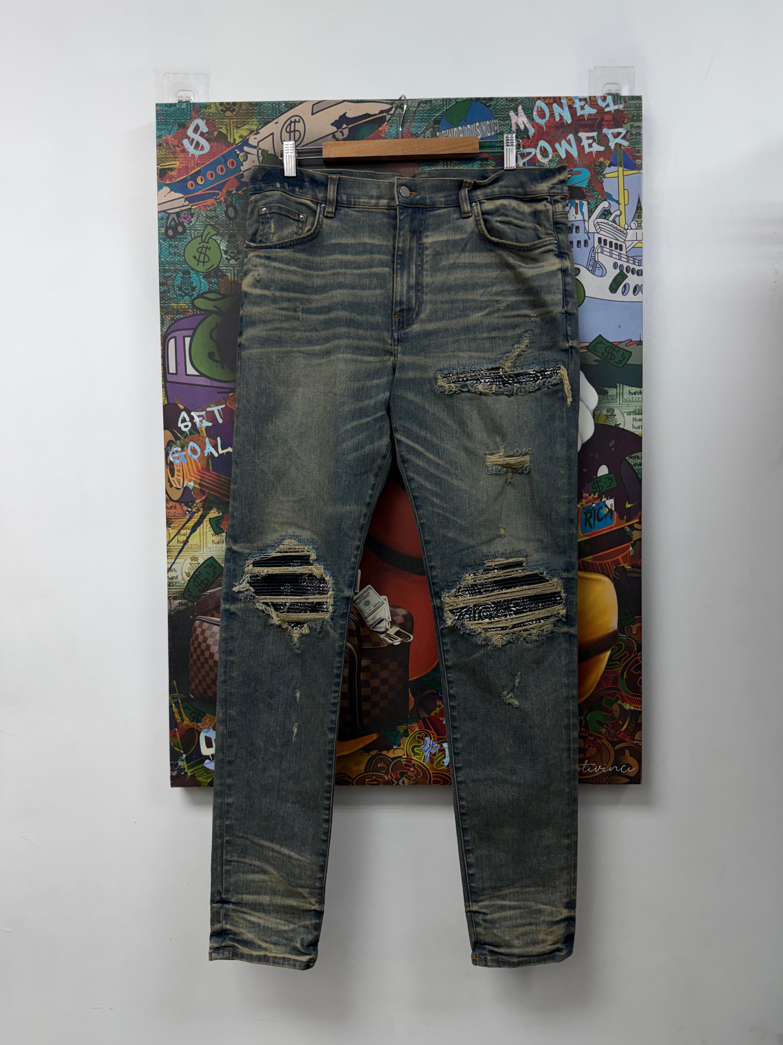 Amiri MX1 Dirty Indigo Paisley Jeans