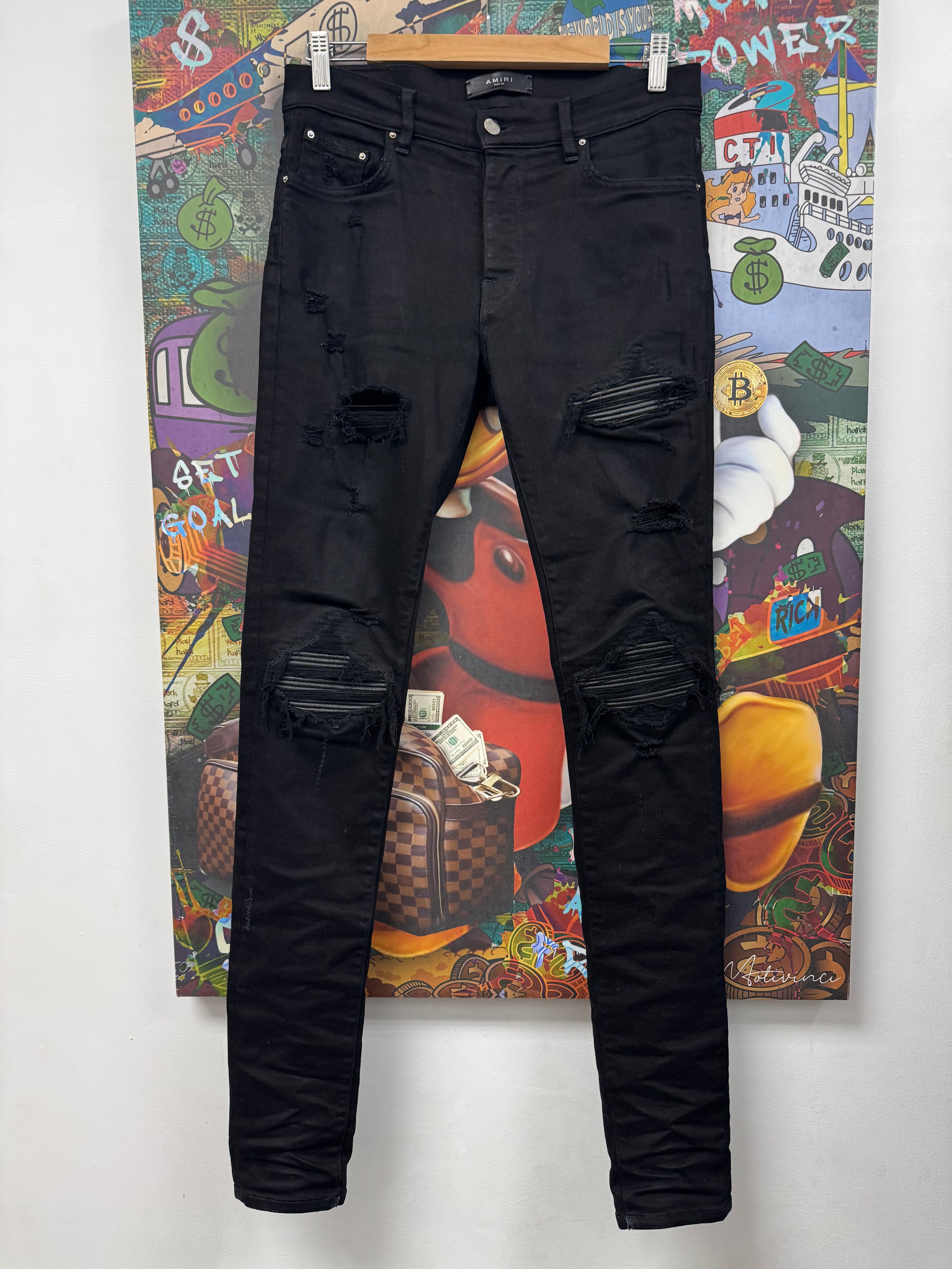 Amiri MX1 Black Black Patch Jeans
