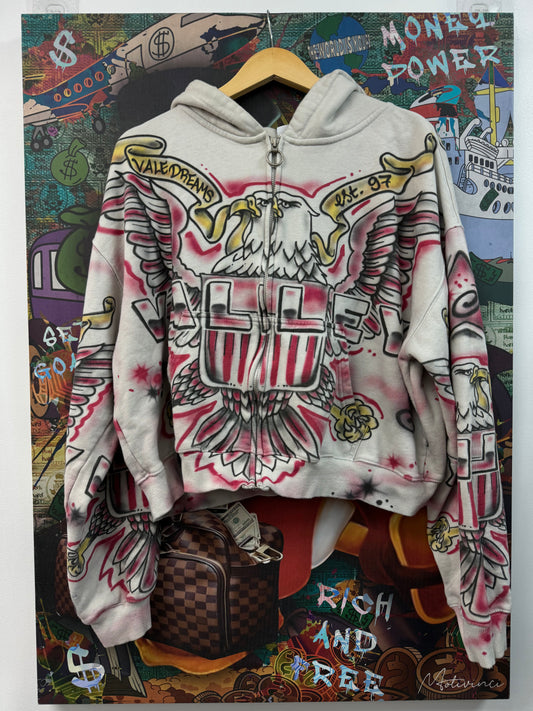 Vale Flag Zip White Red Hoodie