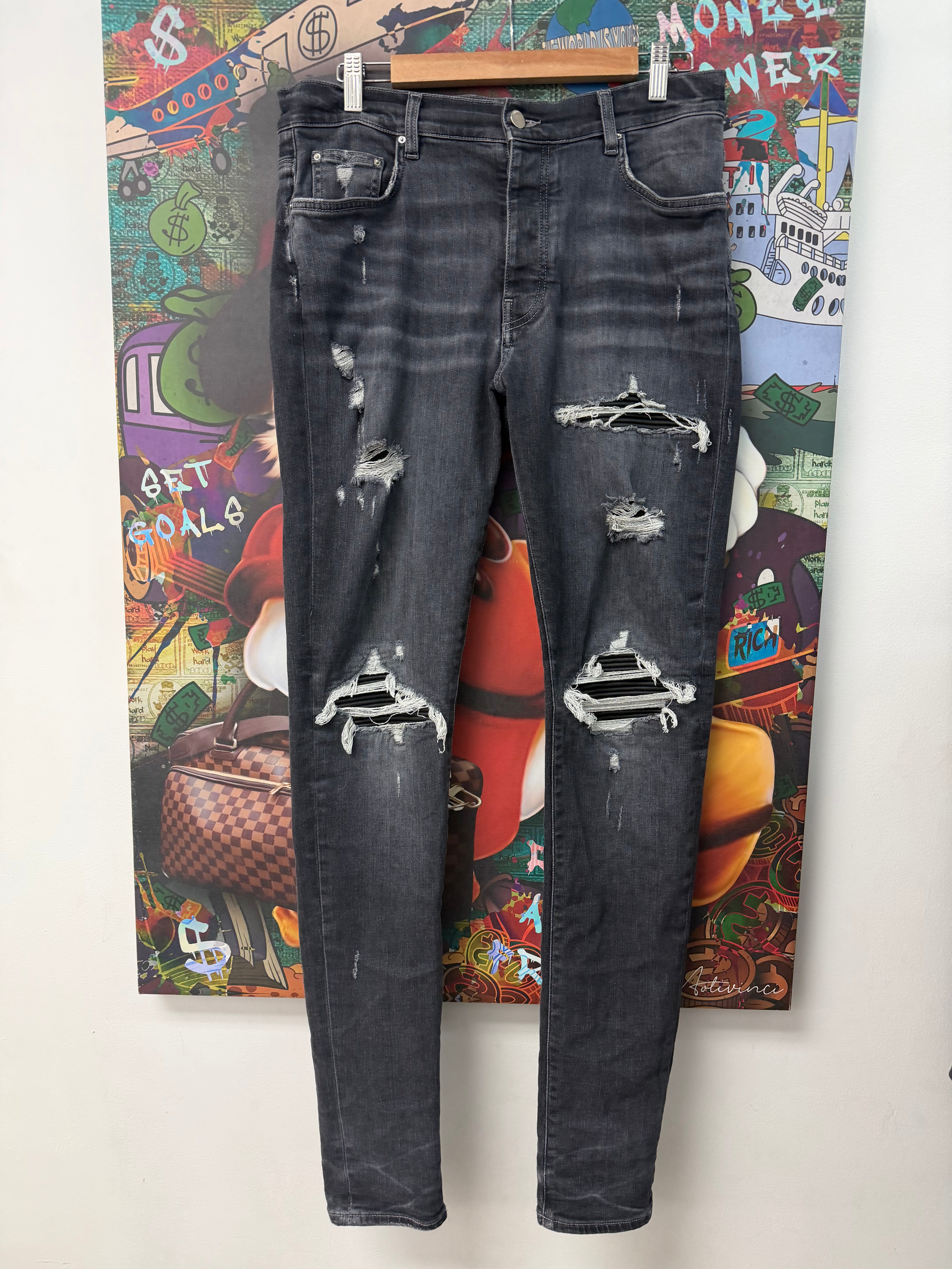 Amiri Grey Black Patch MX1 Jeans