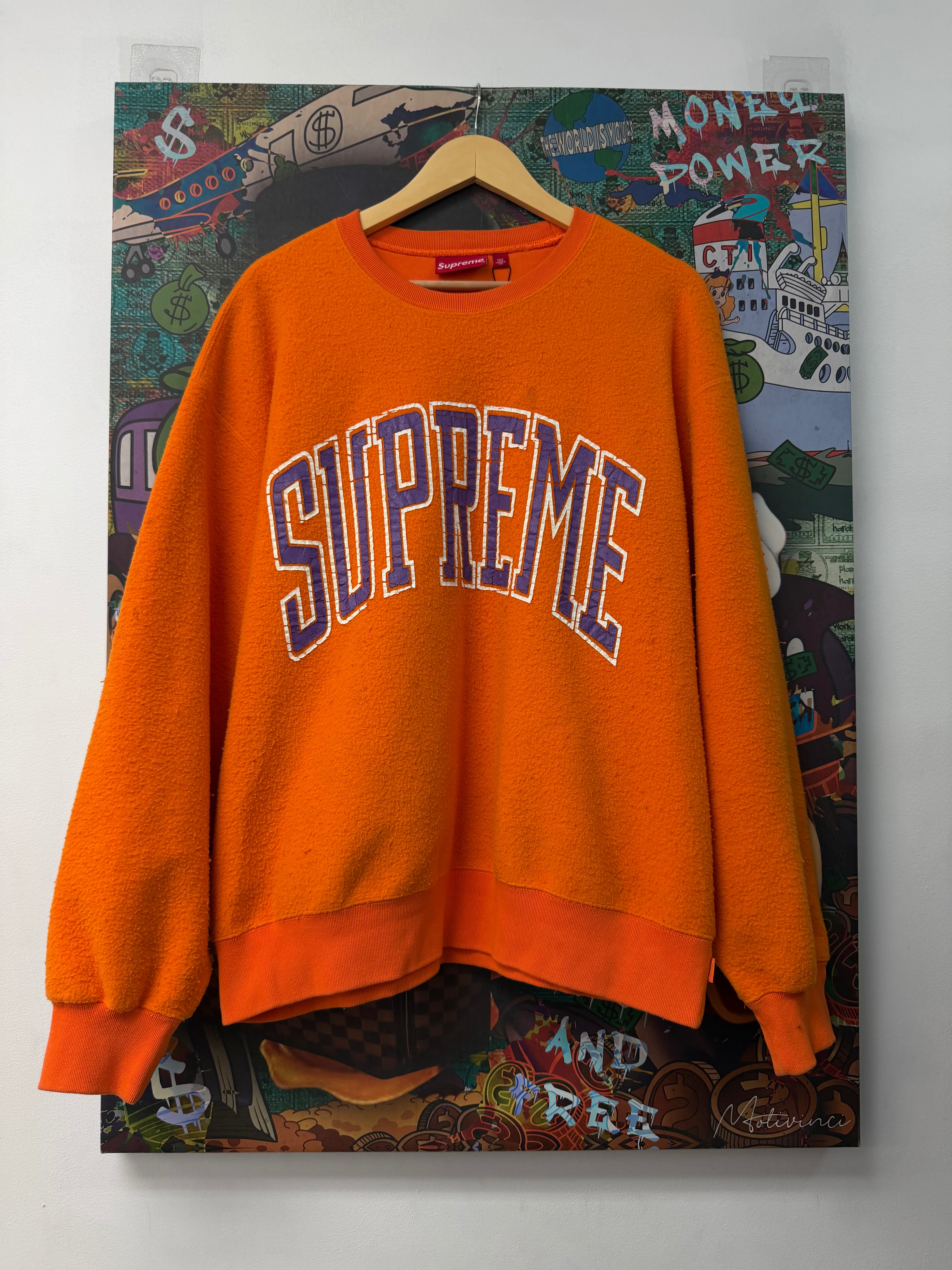 Supreme Orange Purple Fleece Crewneck