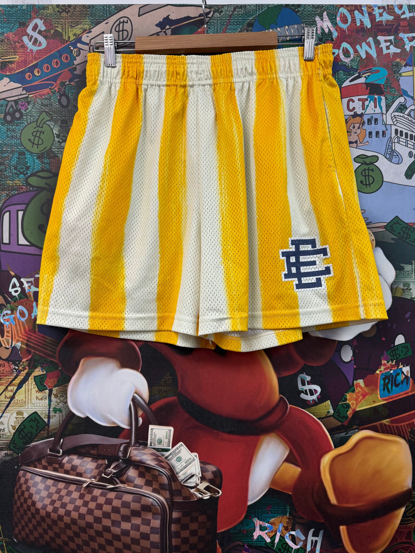 Eric Emanuel Yellow Navy Stripe Shorts