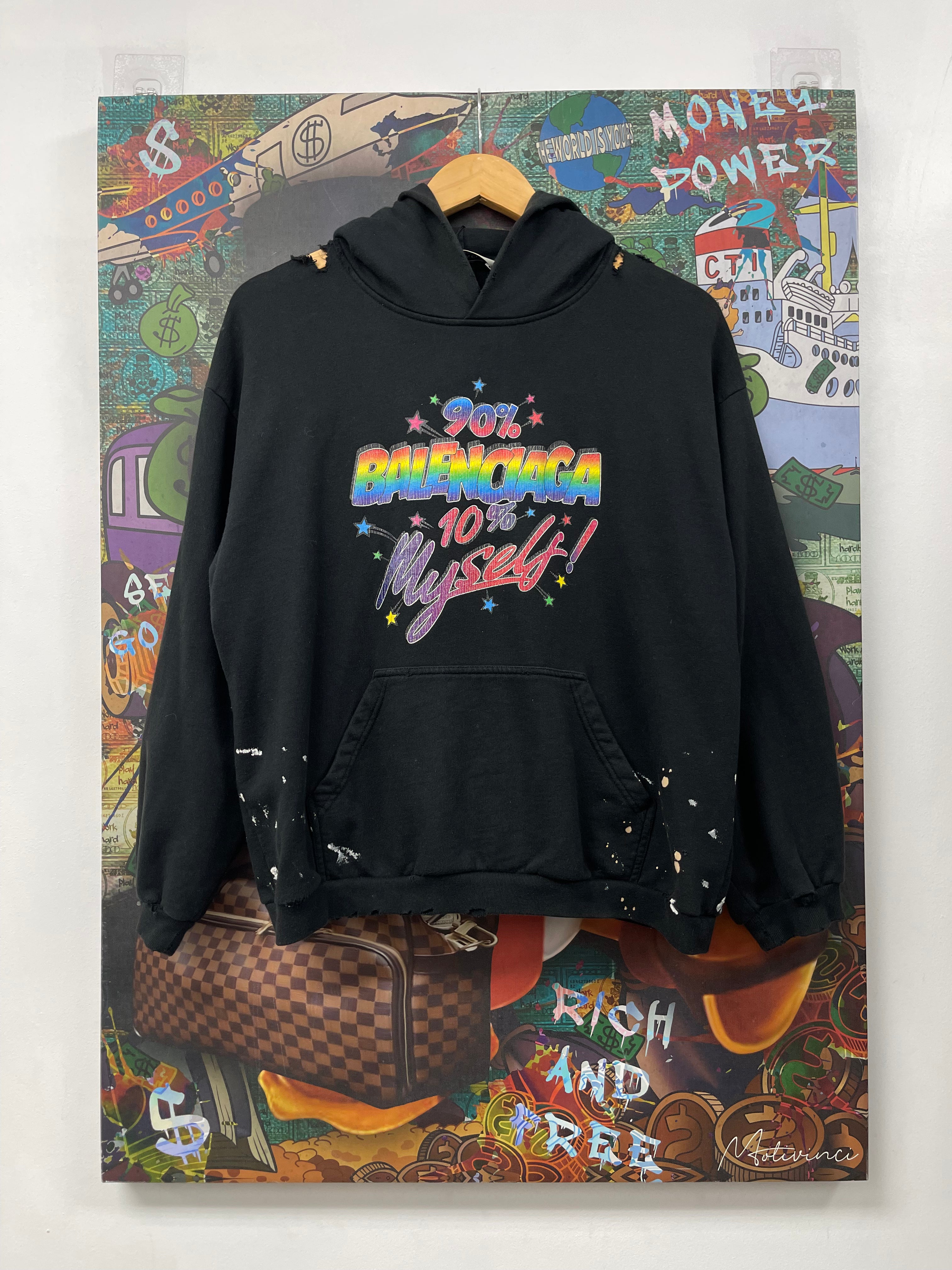 Balenciaga Black Rainbow 90% (Cropped) Hoodie