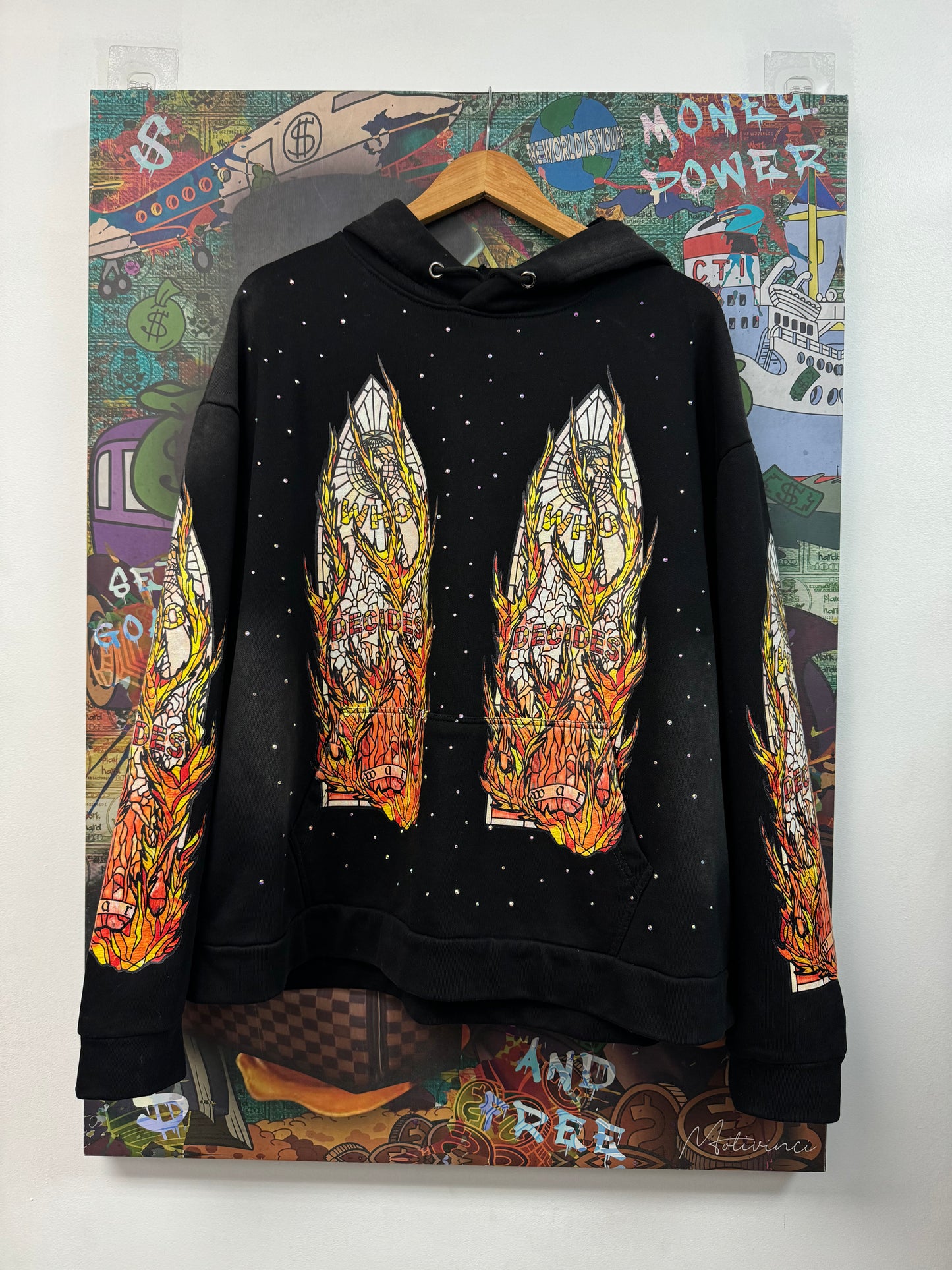 Who Decides War War Glass Flames Black Hoodie