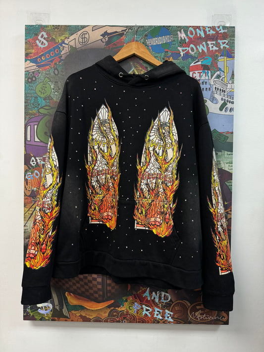 Who Decides War War Glass Flames Black Hoodie