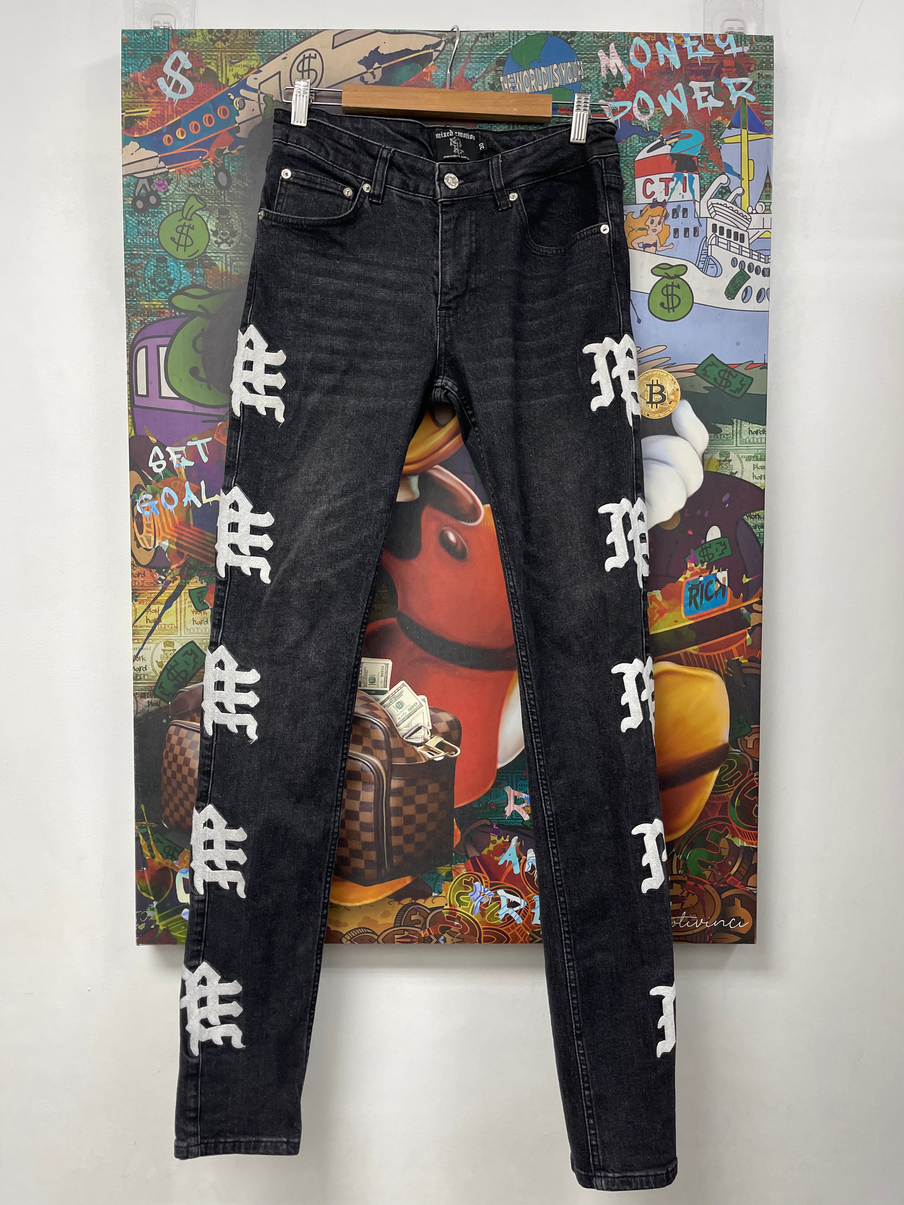 Mixed Emotions Black White ME Jeans