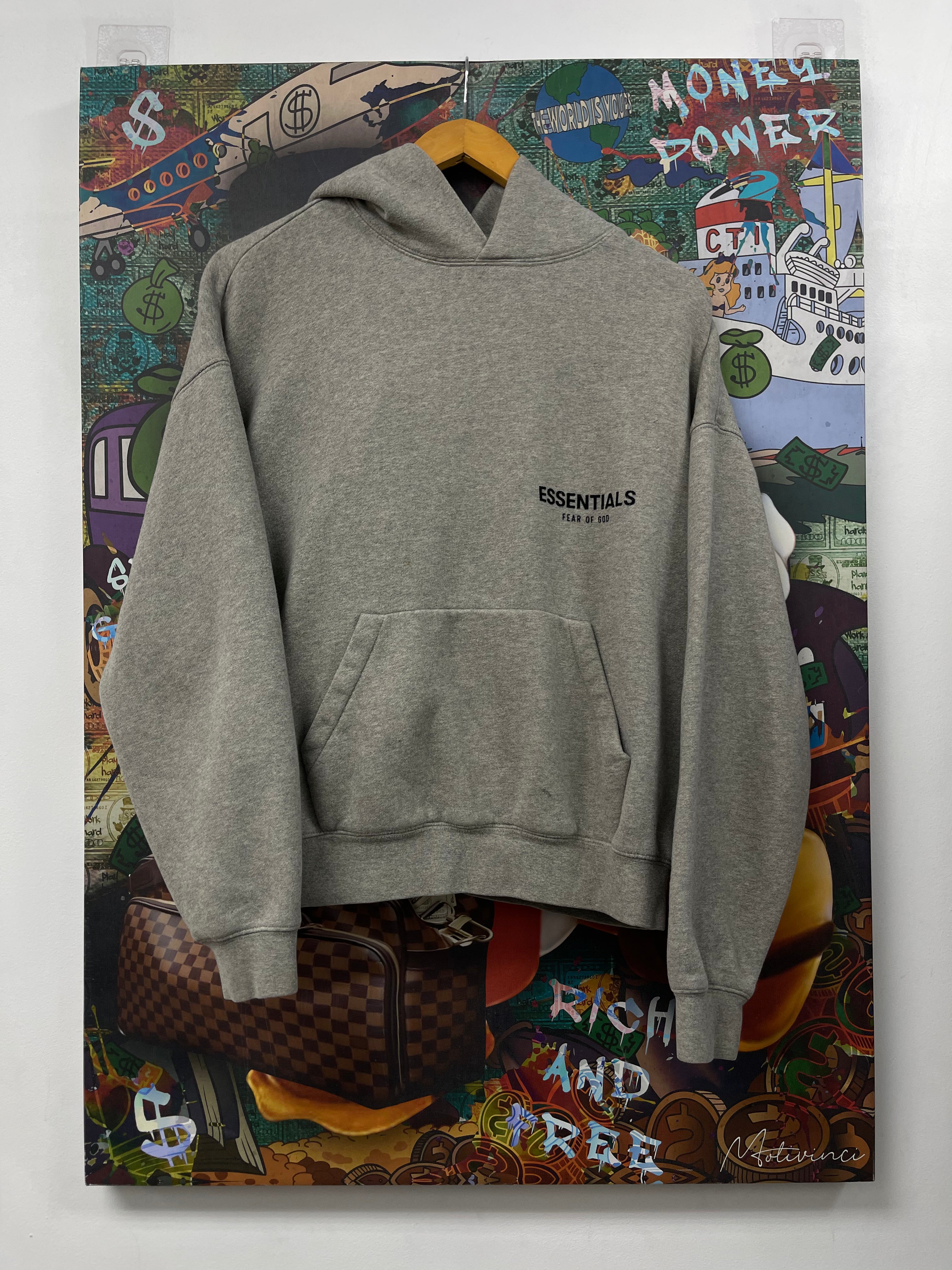 Essentials Cream Black Hoodie