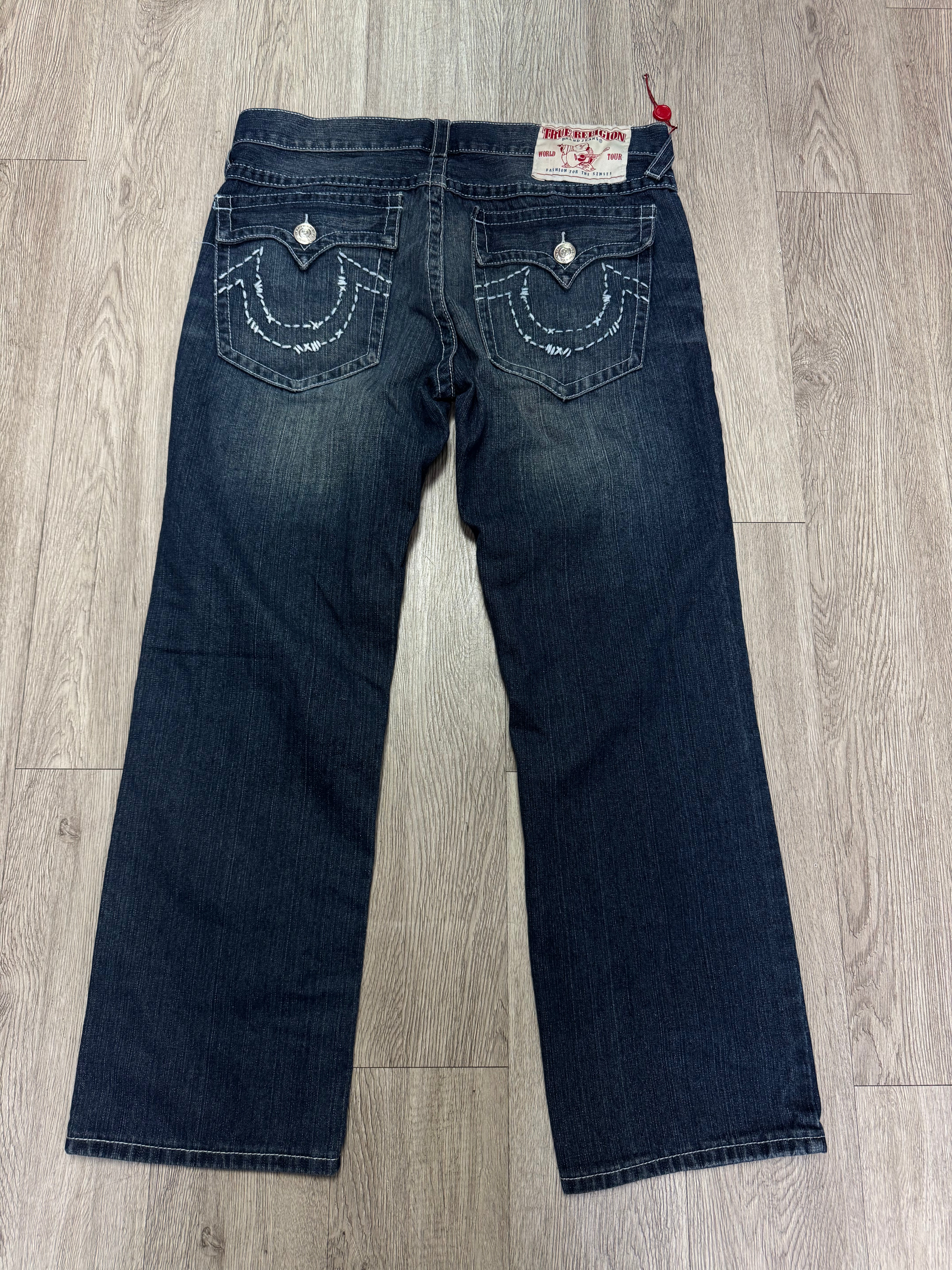 True Religion Dark Wash Back Pocket Logo Jeans