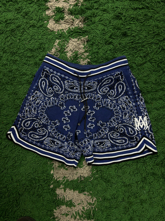 Amiri MA Knit Blue Paisley Shorts Used Small N/A