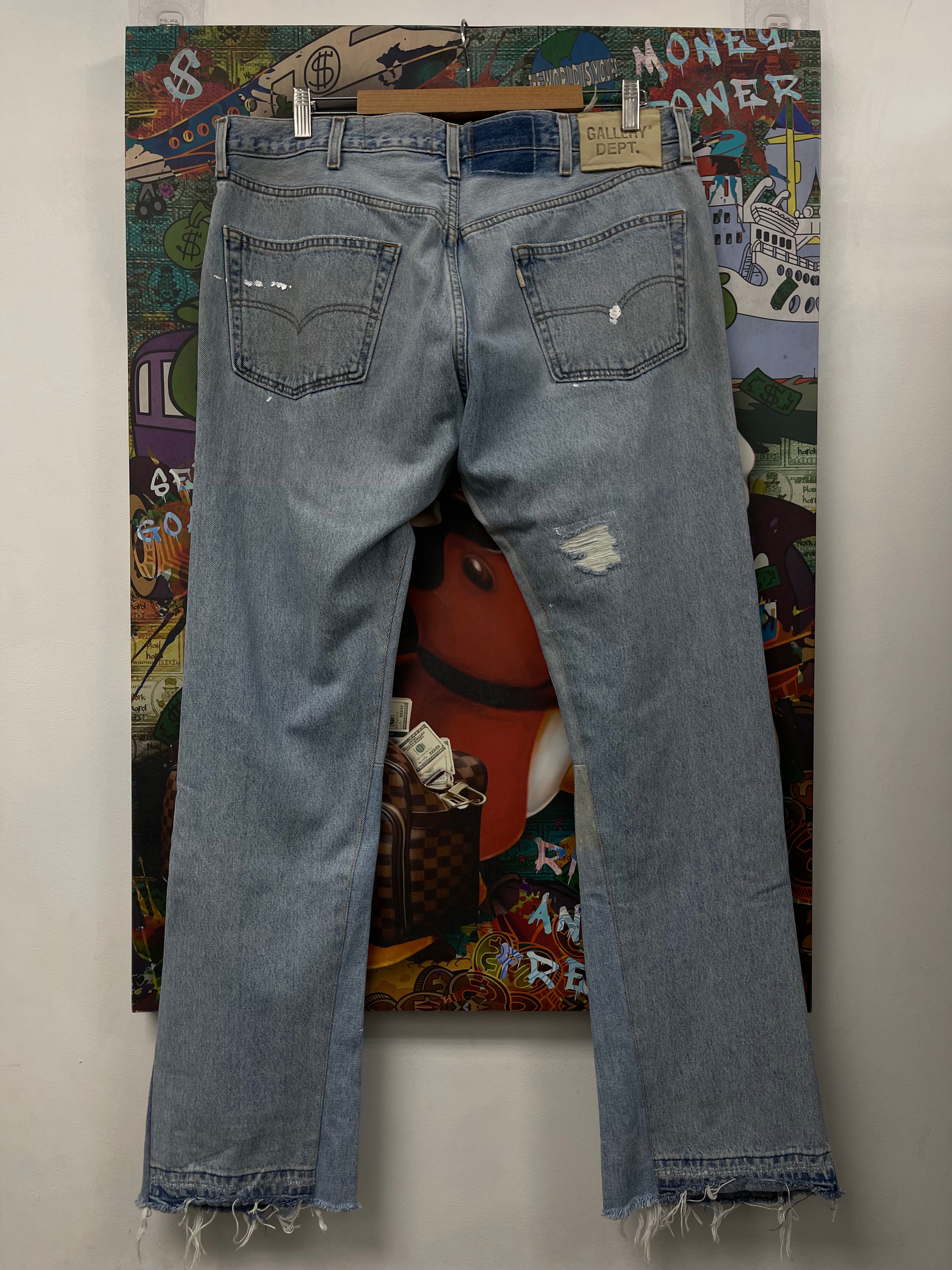 Gallery Dept Light Wash Distressed Flared Jeans