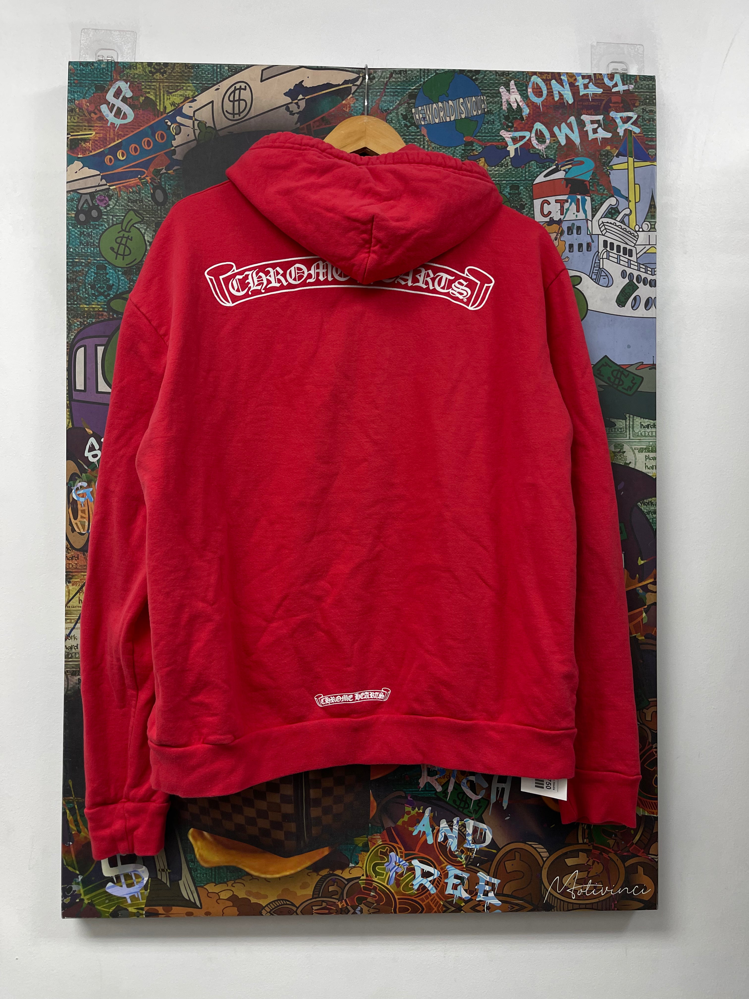 Chrome Hearts Red Scroll Logo Hoodie